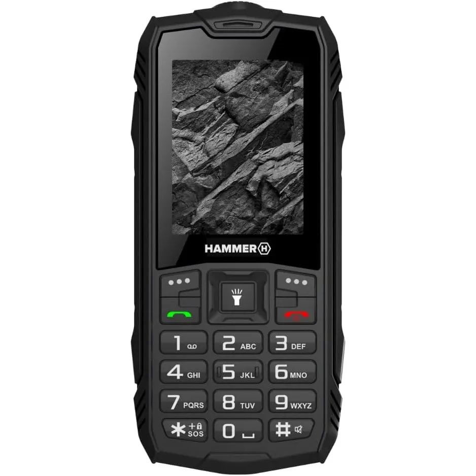 Hammer H Rock Handy ohne Vertrag, Robustes Tastenhandy mit IP68, Taschenlampe, 1800 mAh Akku, stoßfest, Dual SIM, 2,4 Z…