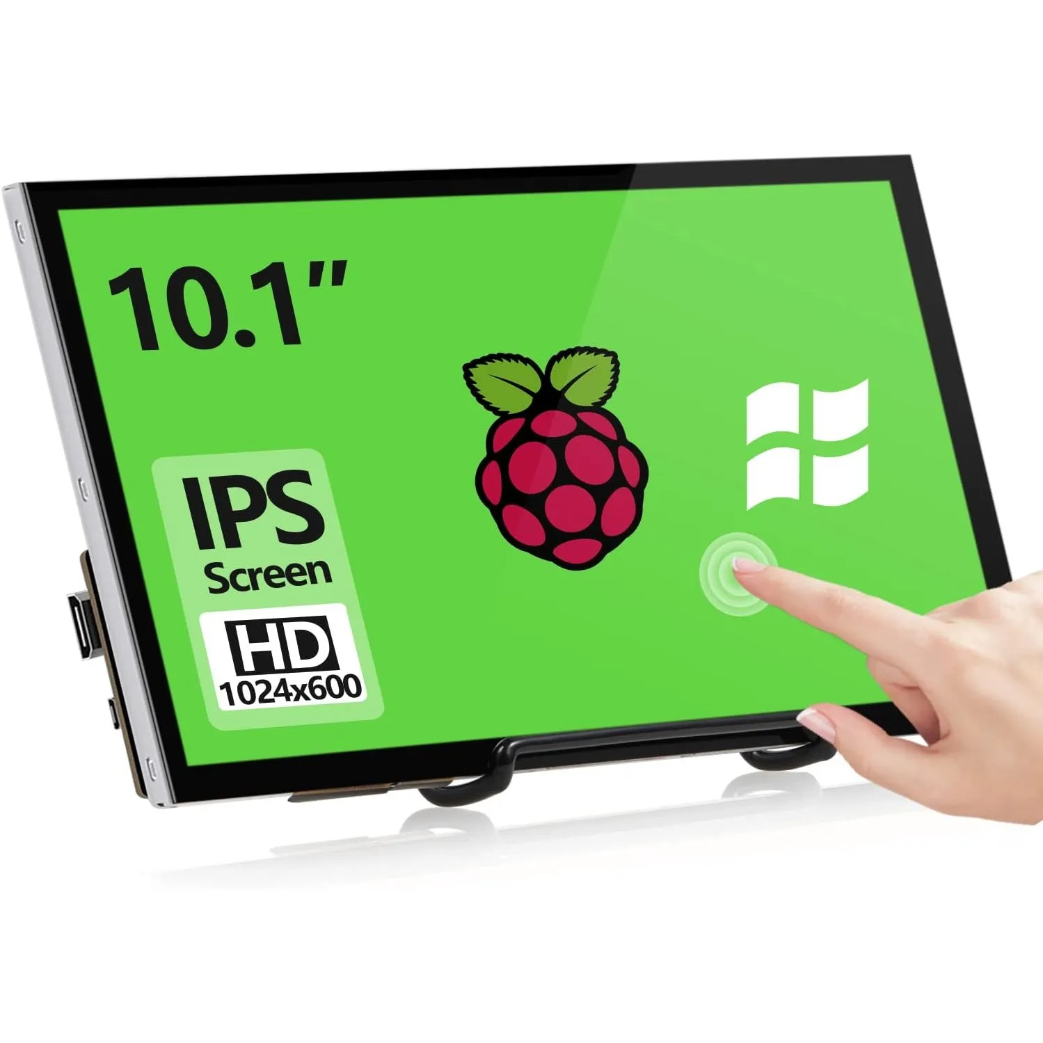 HAMTYSAN Raspberry Pi Touch Screen, 10.1 Zoll Bildschirm Monitor 1024x600 Kleiner tragbarer HDMI Monitor mit Ständer, I…