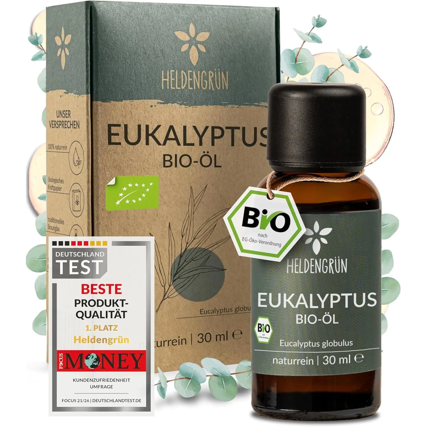 Heldengrün® BIO Eukalyptusöl [100% NATURREIN] Ätherisches Öl 30 ml