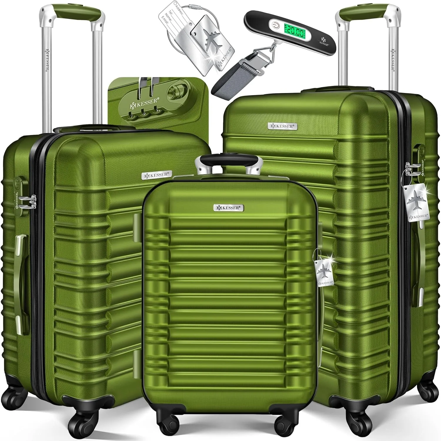 KESSER® 3tlg. Hartschalenkofferset Hartschalenkoffer Reisekoffer Set Reisekofferset Trolley Koffer 4 Rollen ABS-Hartsch…