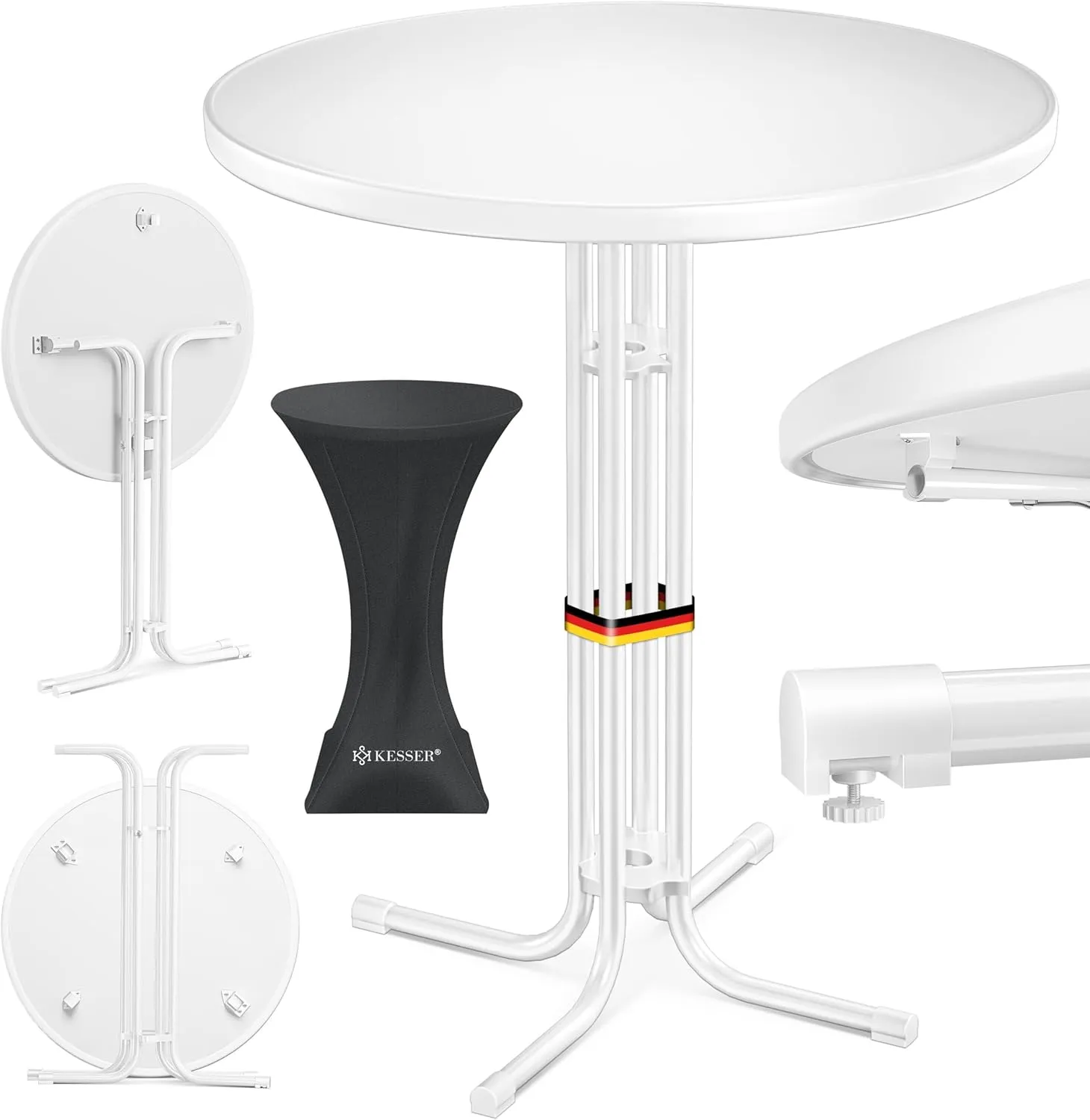 KESSER® Stehtisch klappbar Ø70cm rund, Gastro Bistrotisch Hochtisch Cocktail Stehtisch + Husse, Klapptisch Partytisch f…