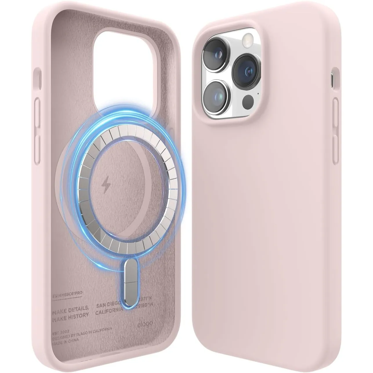 elago Magnetische Silikonhülle Kompatibel mit iPhone 14 Pro Hülle (6.1"), Kompatibel mit MagSafe Alles Zubehör, Eingeba…