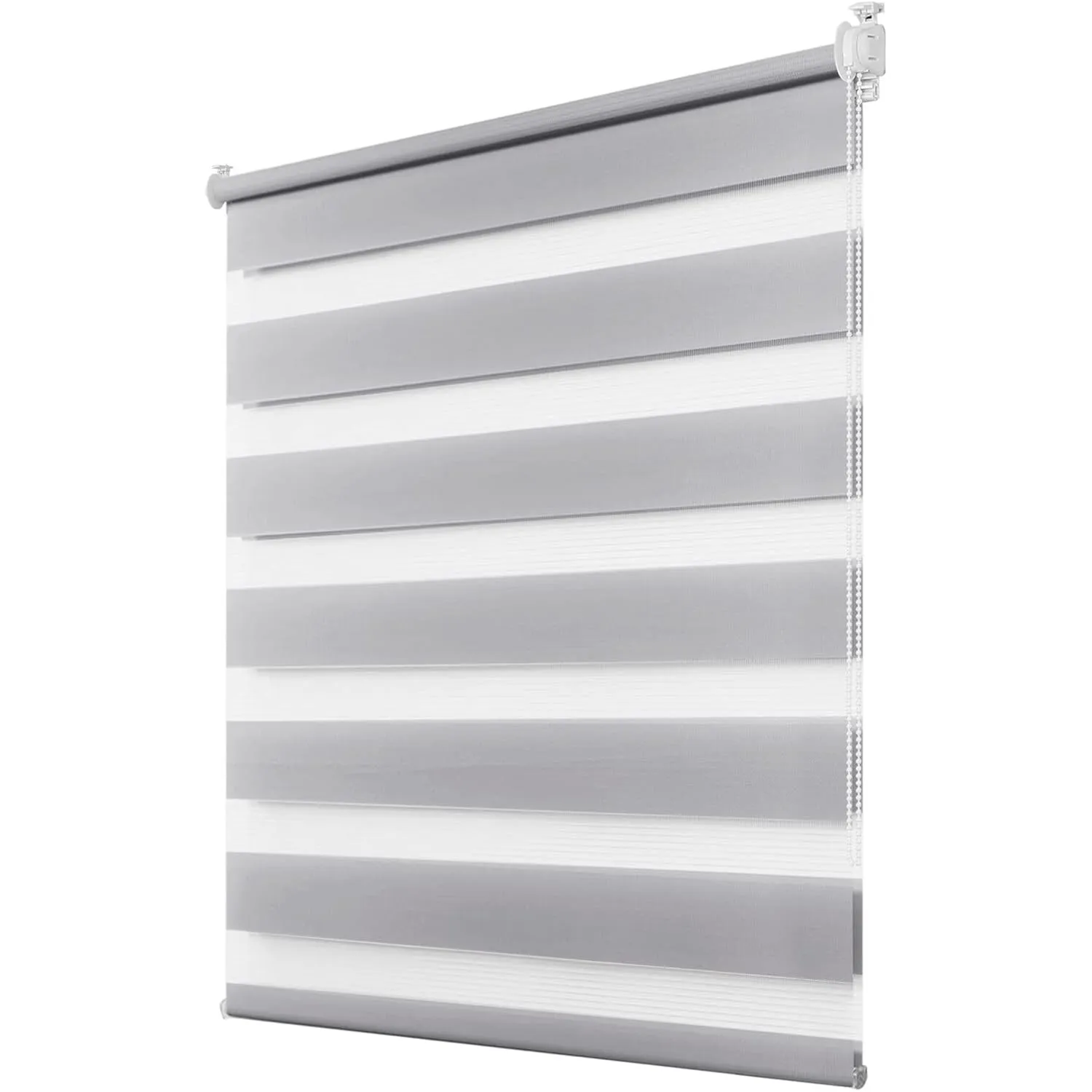 Deswell Doppelrollo Klemmfix ohne Bohren Grau B90 x H100 cm (Stoffbreite 86cm) Rollos für Fenster ohne Bohren für Fenst…