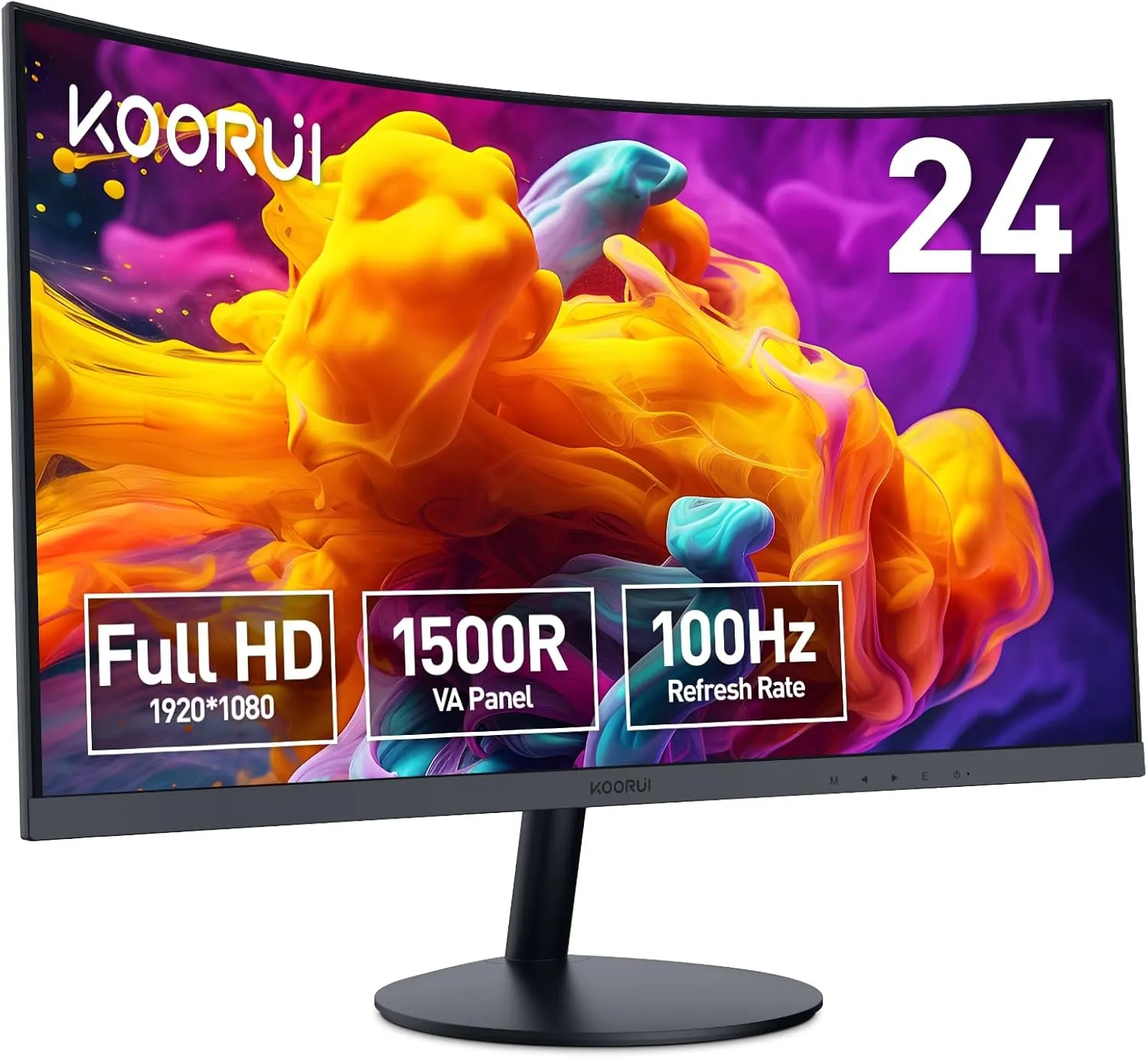 KOORUI Curved Monitor - 23.6 Zoll FHD Curved Computer Monitor, VA-Panel, 100Hz, Krümmung 1500R, Neigungsverstellung, Au…