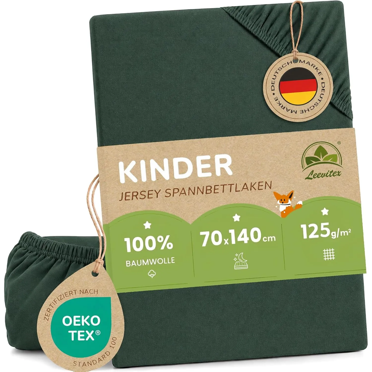leevitex Kinder Spannbettlaken, 70x140cm, Für Babybett & Kinderbett, 1er Set, 100% hochwertige Mako-Jersey-Baumwolle, D…