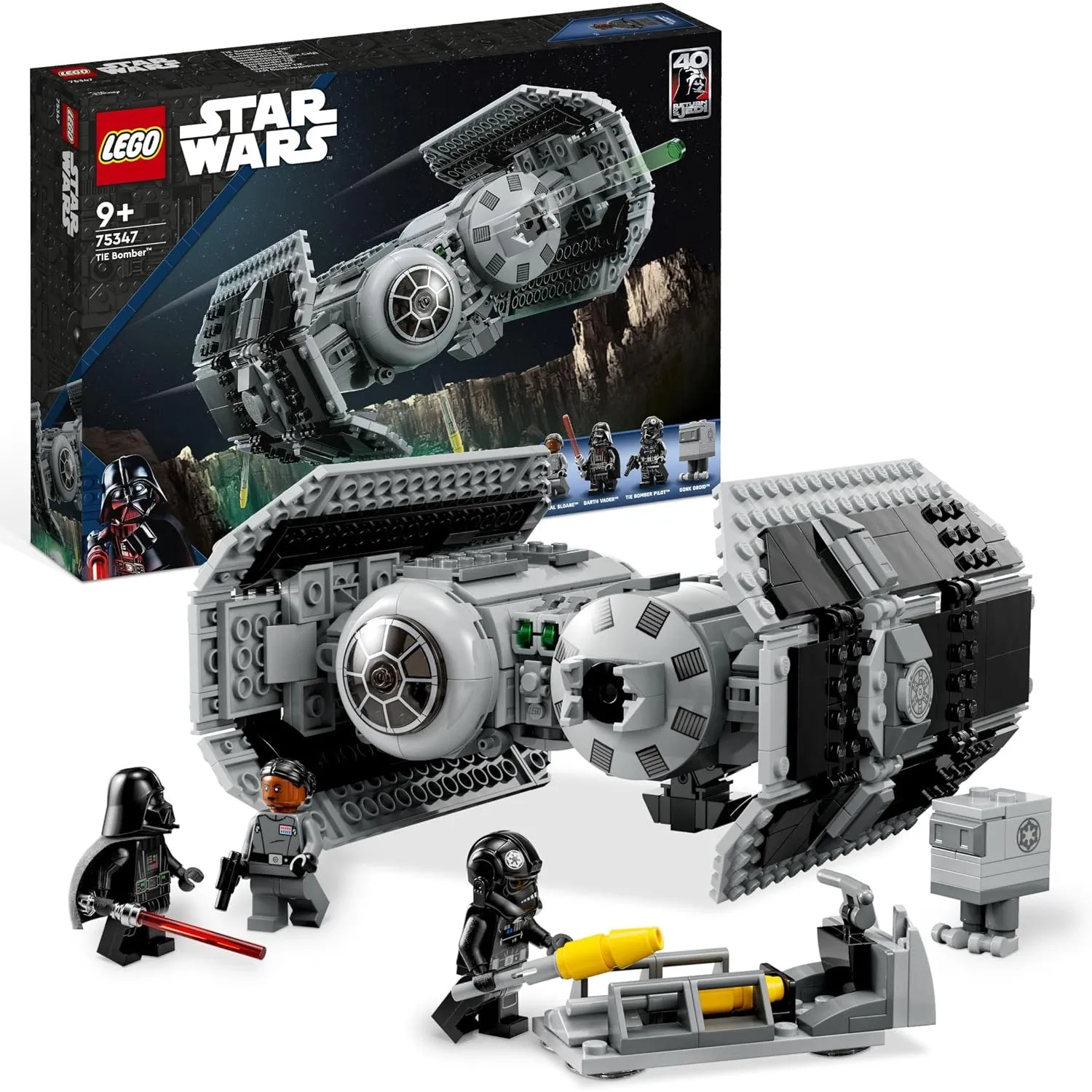 LEGO 75347 Star Wars TIE Bombe Spielzeug mit Darth Vader Minifigur mit Lichtschwert und Gonk-Droide, Starfighter Modell…