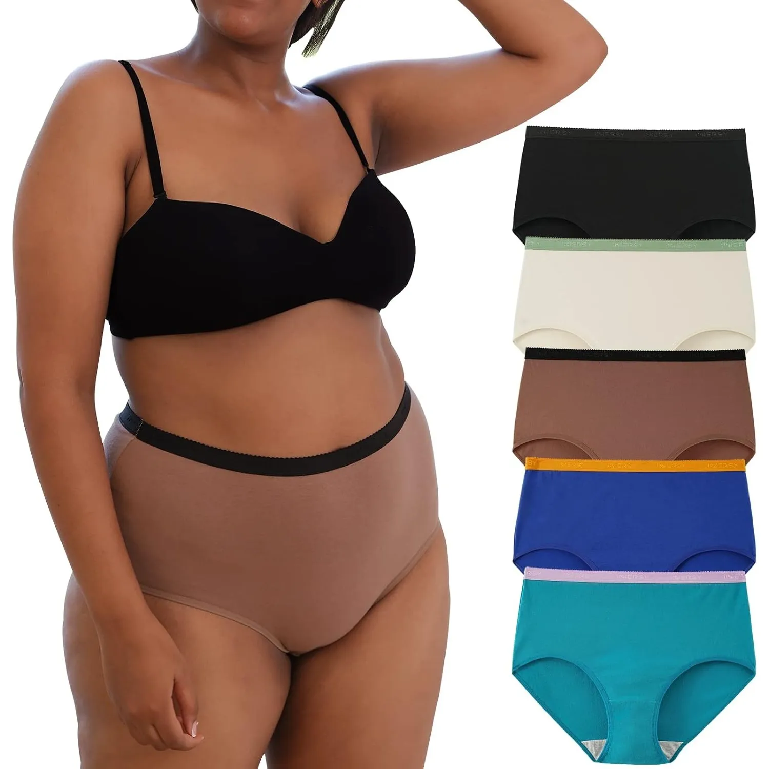 INNERSY Unterhosen Damen Große Größen Schlüpfer Baumwolle High Waist Slip Maxi Unterwäsche 5er Pack