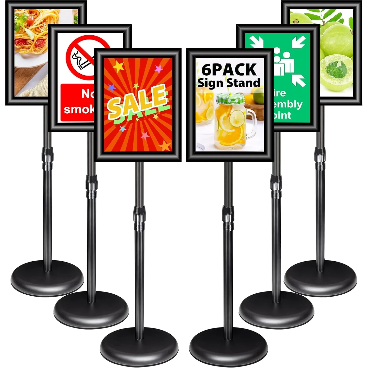6 Stück Infoständer DIN A4 | Höhenverstellbar & drehbar Aluminium Plakatständer Posterständer | Kundenstopper, Aufstell…