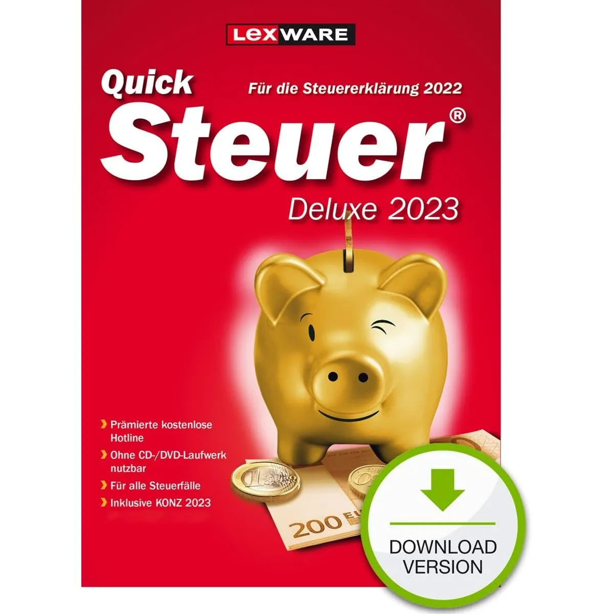 QuickSteuer Deluxe 2023 (für Steuerjahr 2022) |Private und gewerbliche Steuererklärung | Download | PC Aktivierungscode…