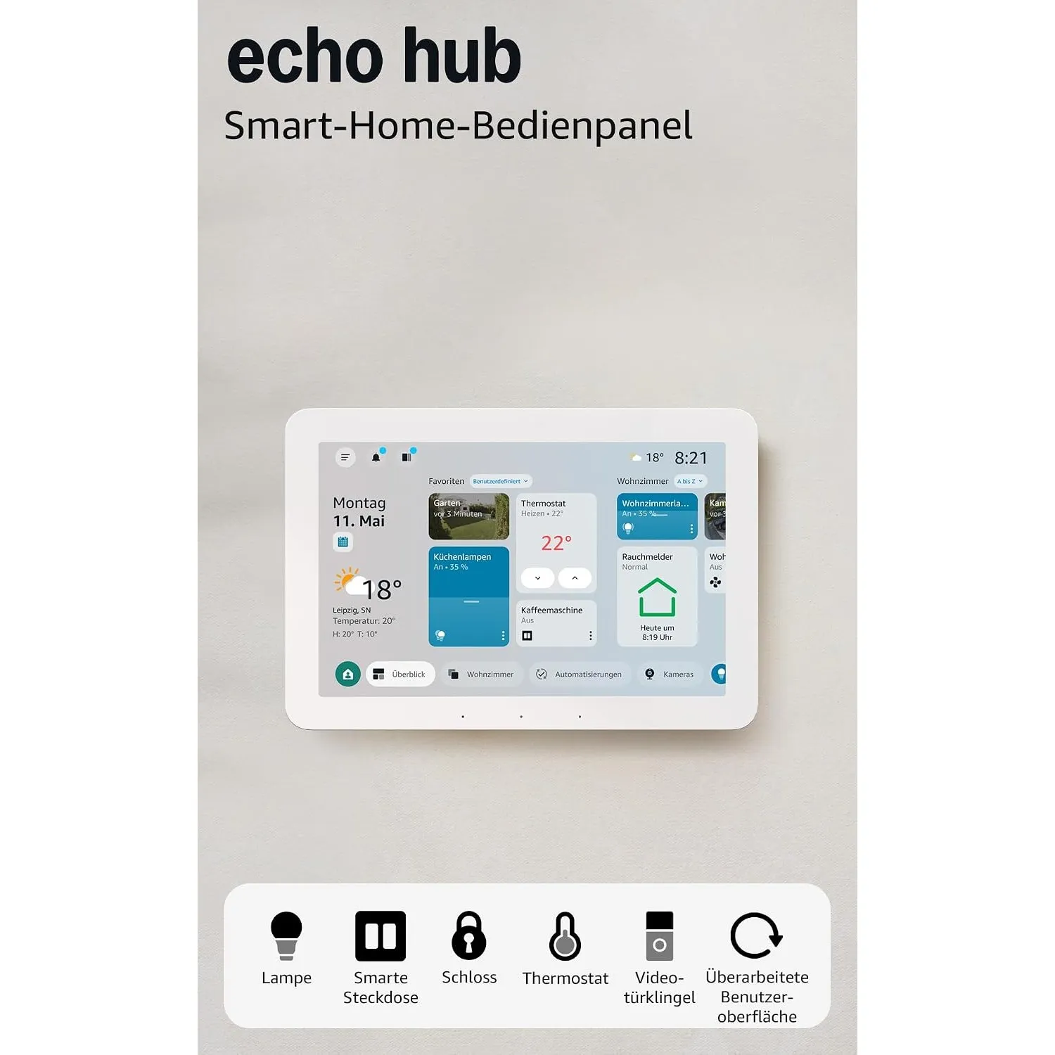 Amazon Echo Hub, Smart-Home-Bedienpanel (8 Zoll). Erlebe eine überarbeitete Benutzeroberfläche mit individuellen Anpass…