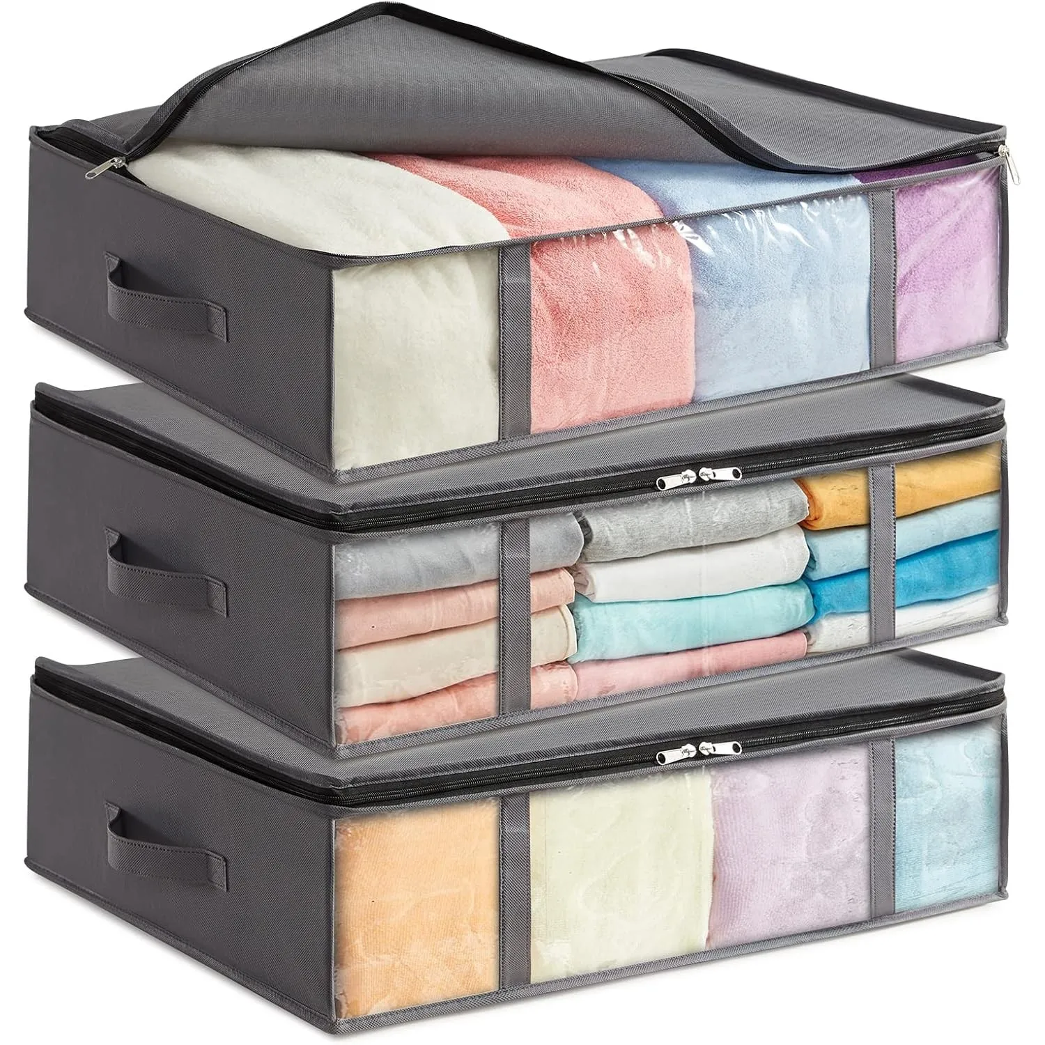 Lifewit 3 Stück 40L Unterbett Aufbewahrungsbox, Faltbare Unterbettkommode