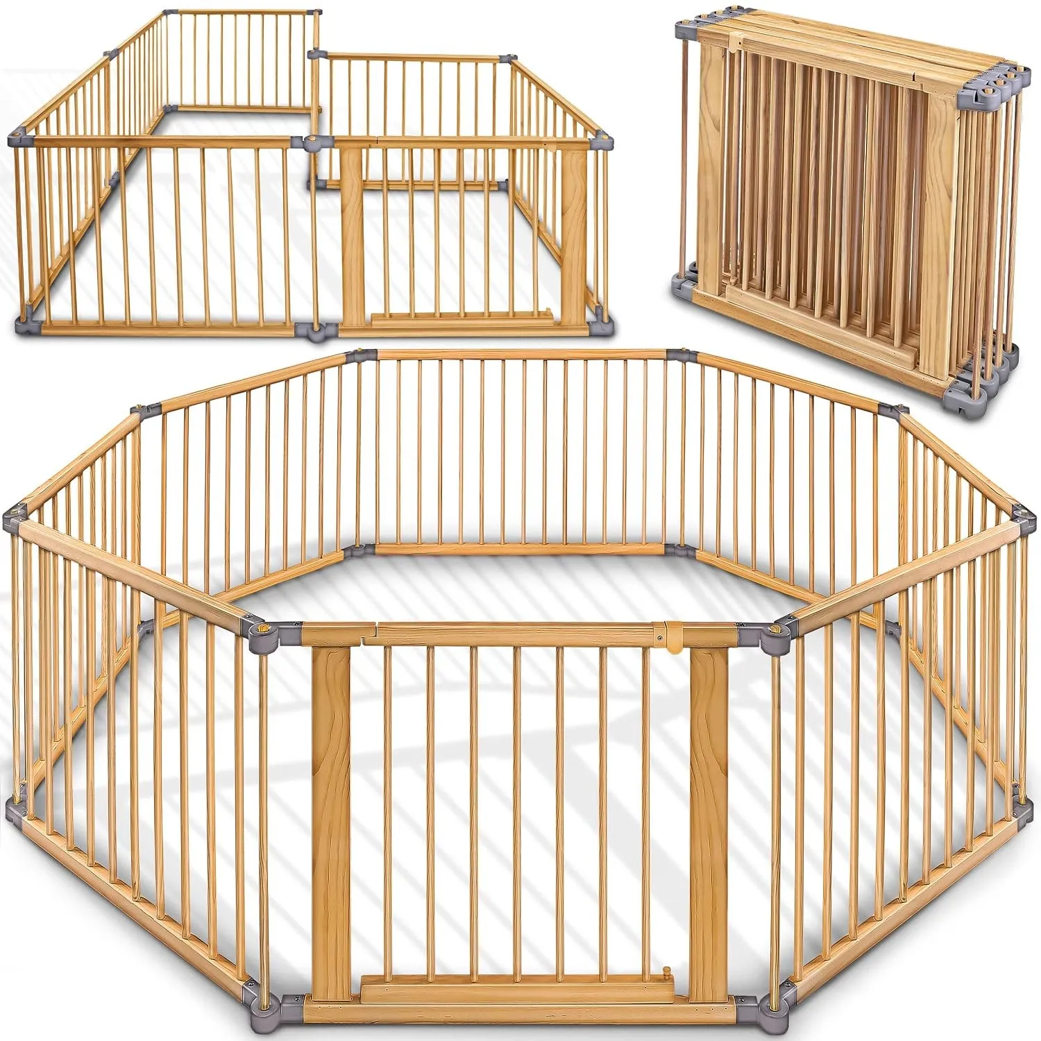 KIDUKU® 7,2 Meter Baby Laufgitter XXL klappbar inkl. Tür & Doppelsicherung