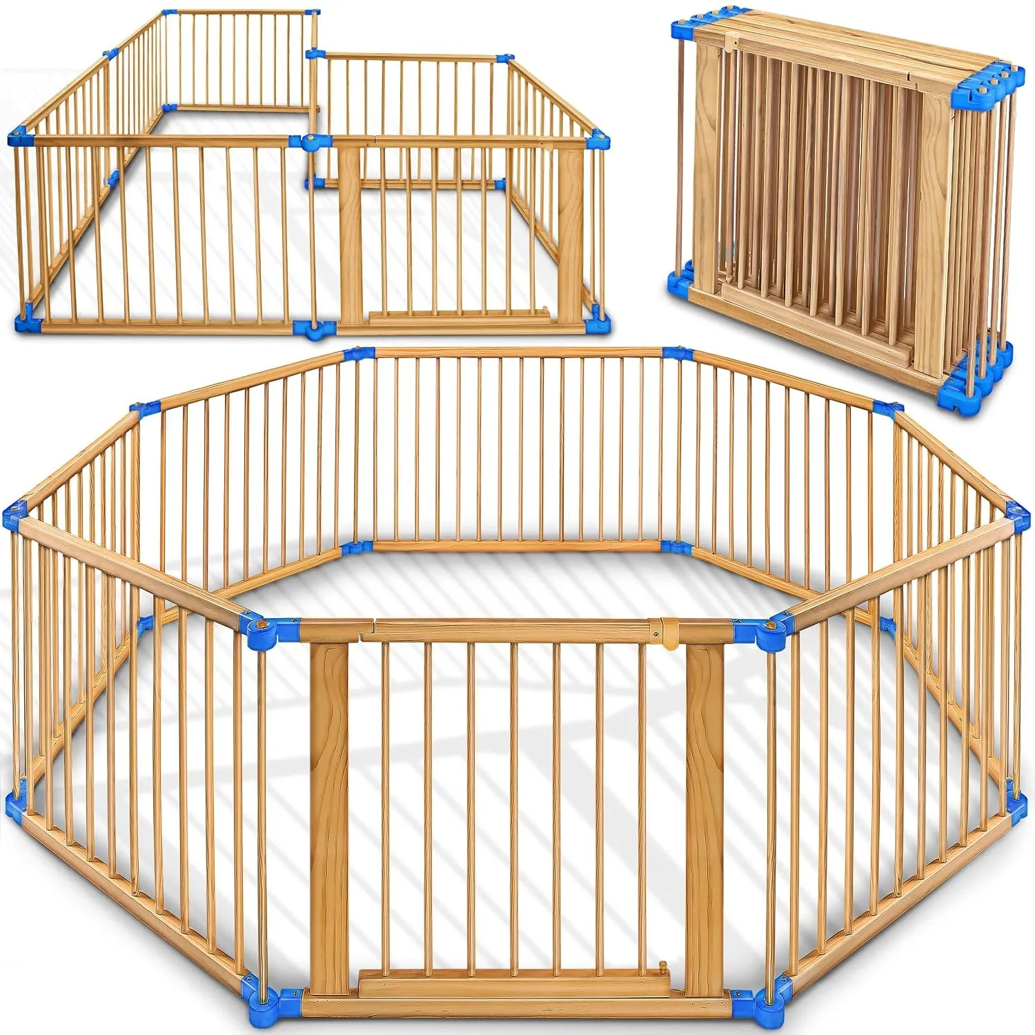 KIDUKU® 7,2 Meter Baby Laufgitter XXL klappbar inkl. Tür & Doppelsicherung