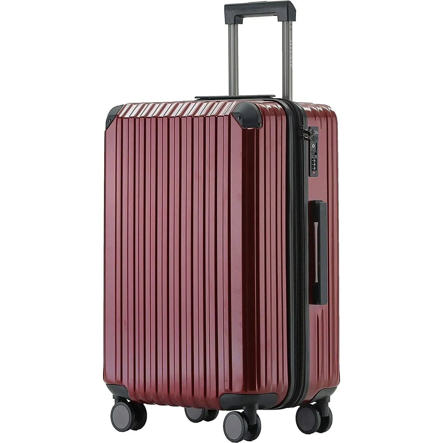Münicase M816 TSA-Schloss Koffer Reisekoffer Trolley Kofferset Hardschale Boardcase (Weinrot, Großer Koffer)
