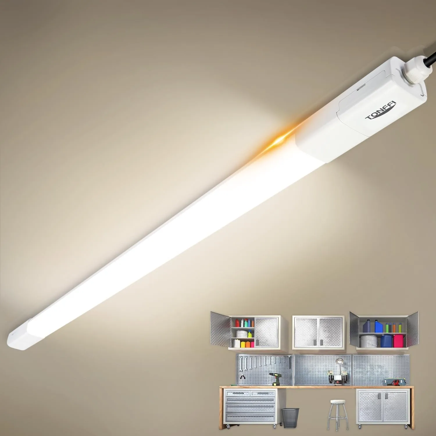 TONFFI LED Feuchtraumleuchte 150CM, 60W 7000LM LED Deckenleuchte Röhre, 4000K Neutralweiß Verknüpfbar Wannenleuchte Feu…