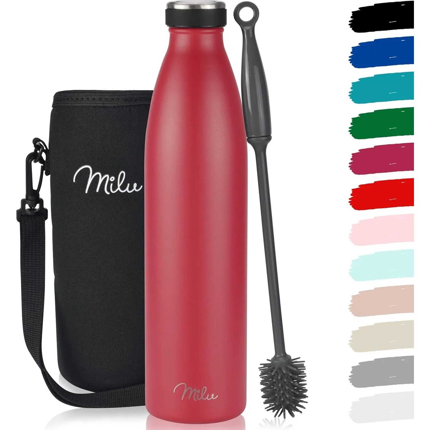 Milu Edelstahl Trinkflasche 350ml 500ml 750ml 1L 1,5L Thermosflasche Isolierte Wasserflasche Auslaufsichere Isolierflas…