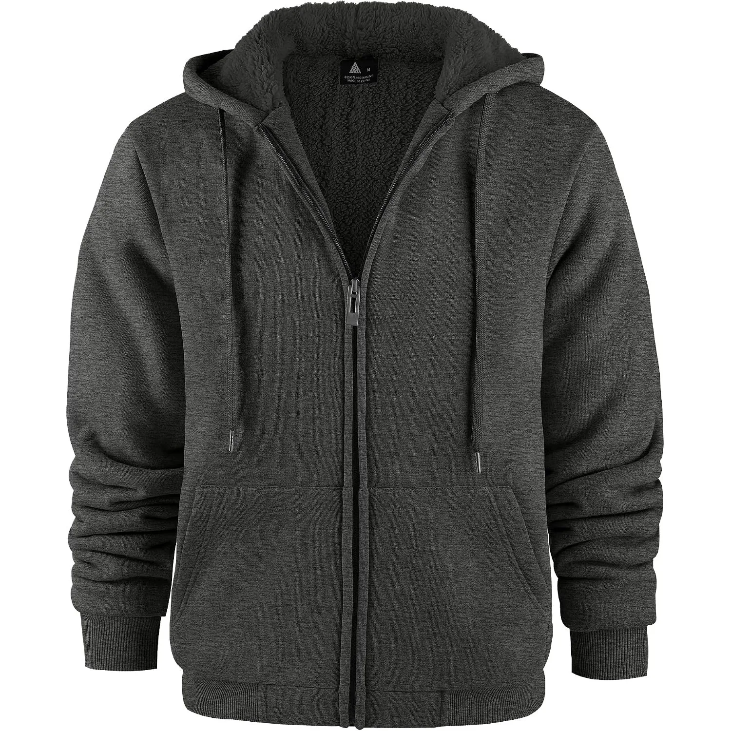 JACKETOWN Herren Kapuzenpullover Sweatshirt Reißverschluss Sweatjacke Gefüttert Hoodie Warm Fleece Winterjacke Teddyfut…