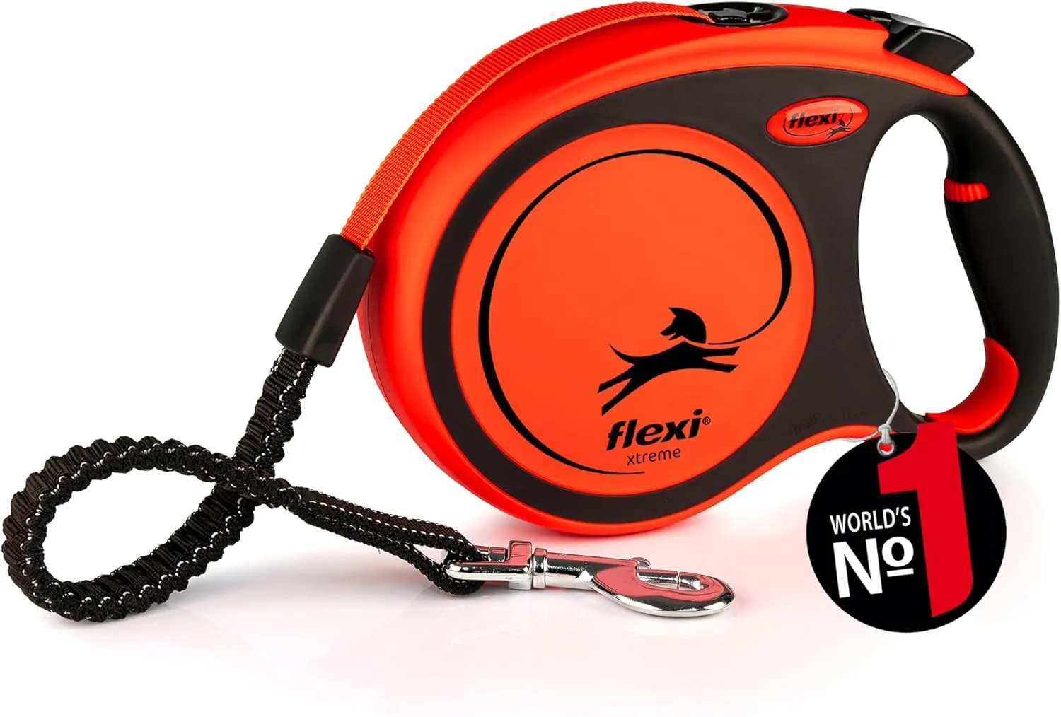 flexi® Xtreme L Gurt 8 m schwarz/orange, Roll-Leine für Hunde bis 55 kg