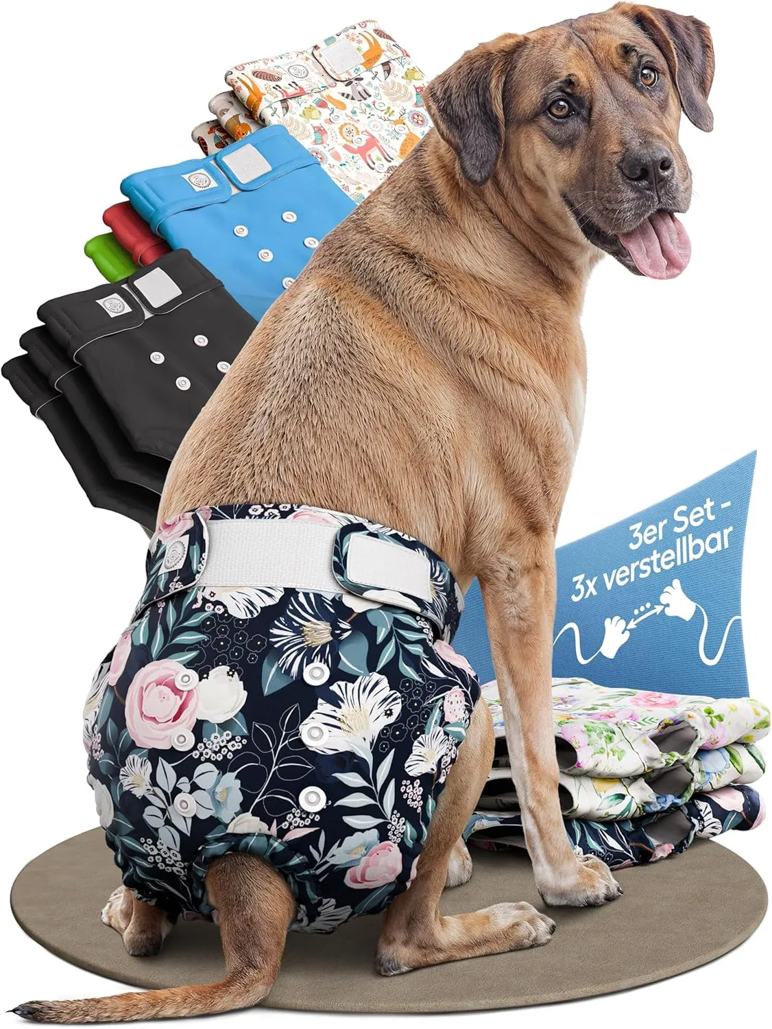 HUND IST KÖNIG Hundewindeln für Hündinnen (3 Stück) - Hochabsorbierende Läufigkeitshose für Hündinnen mit 3-Fach Justie…