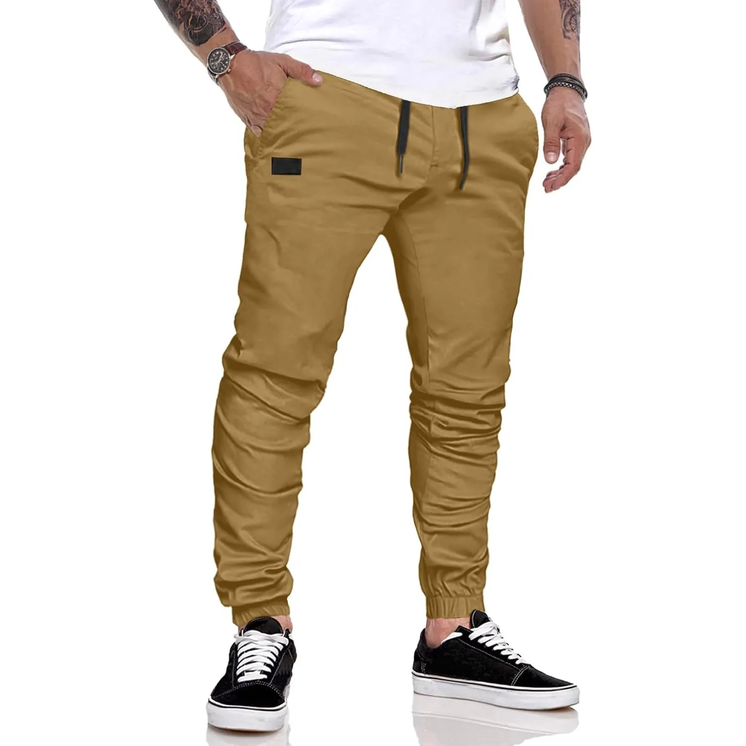 JMIERR Herren Cargo Jogginghose Baumwolle – Atmungsaktive Slim Fit Sporthose mit Stretch und Taschen für Training, Frei…