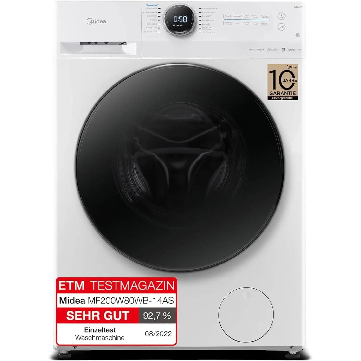 Midea 8 kg Waschmaschine Energieeffizienzklasse A weiß MF200W80WB-14AS
