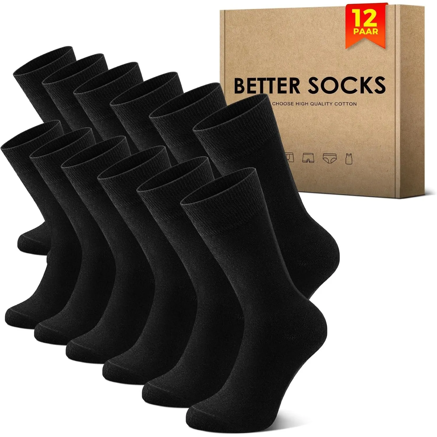NUOZA 12 Paar Socken Herren Damen Baumwolle Business Atmungsaktive Socks