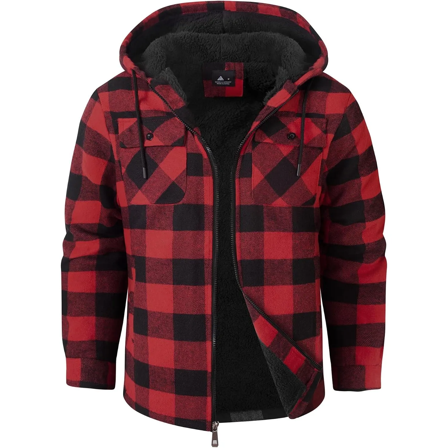 SwissWell Herren Hemdjacke Verdicken Karierts mit Reißverschluss Flanelljacke Plüschfutter Freizeit Gefüttert Kapuzenpu…
