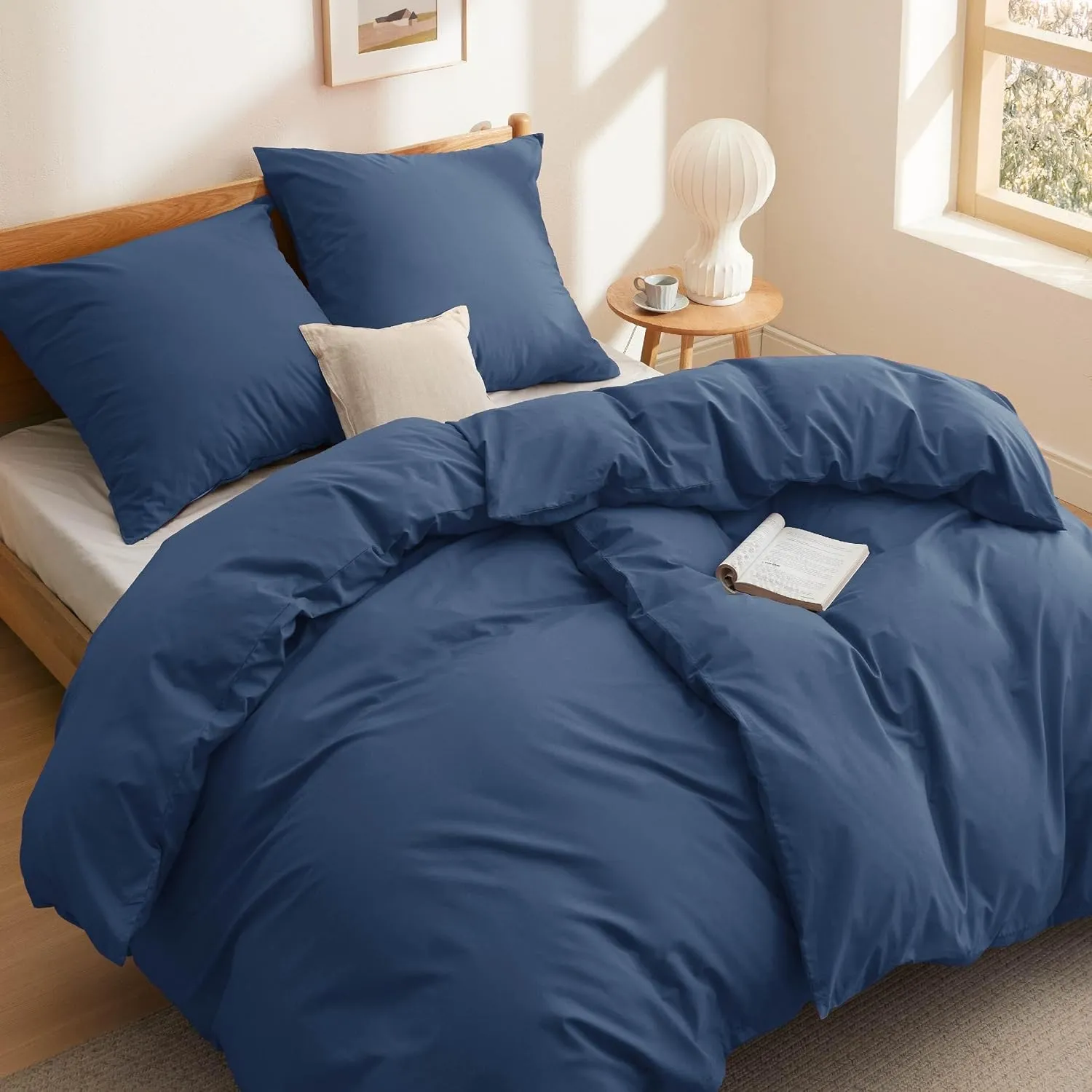 BEDSURE Bettwäsche 135x200 Baumwolle 4tlg. - Blau Set 2x80x80 Kissen