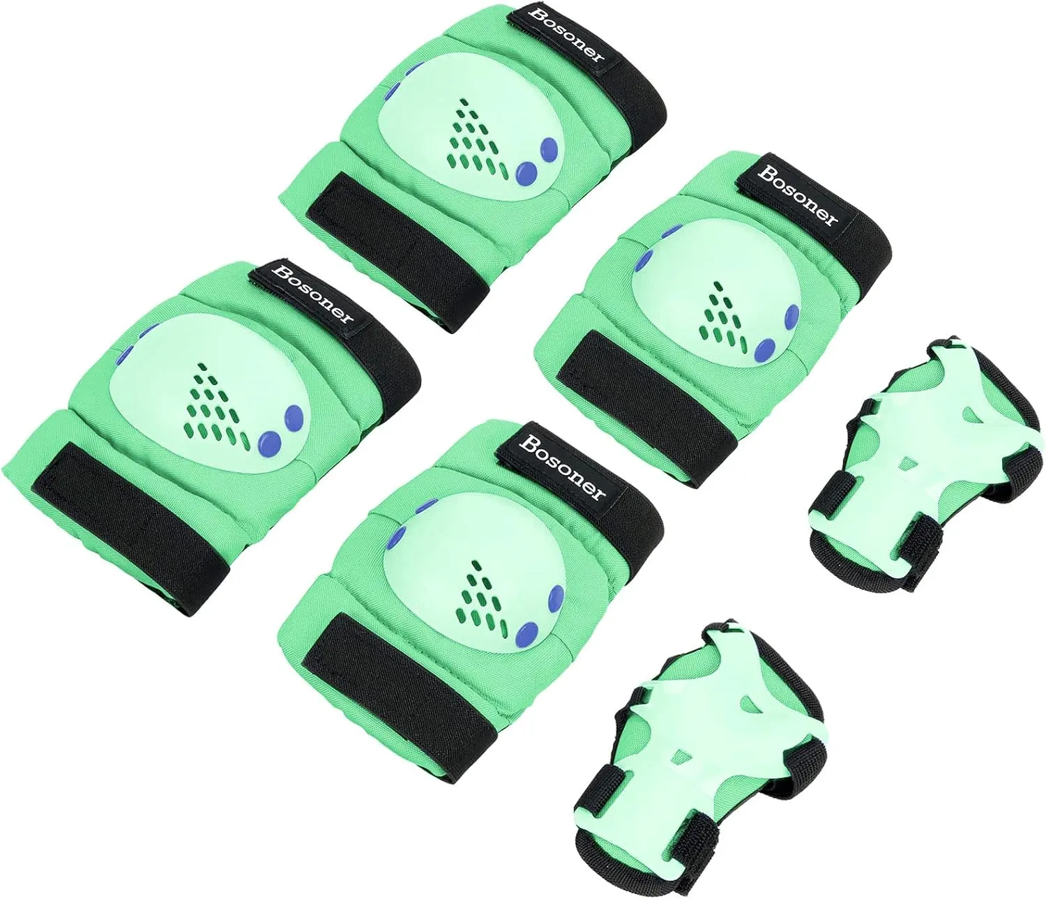 BOSONER Children's Knee Pads Inline Protectors Set of 6 Protectors Inline Skates Knee and Elbow Pads Protective Equipme…