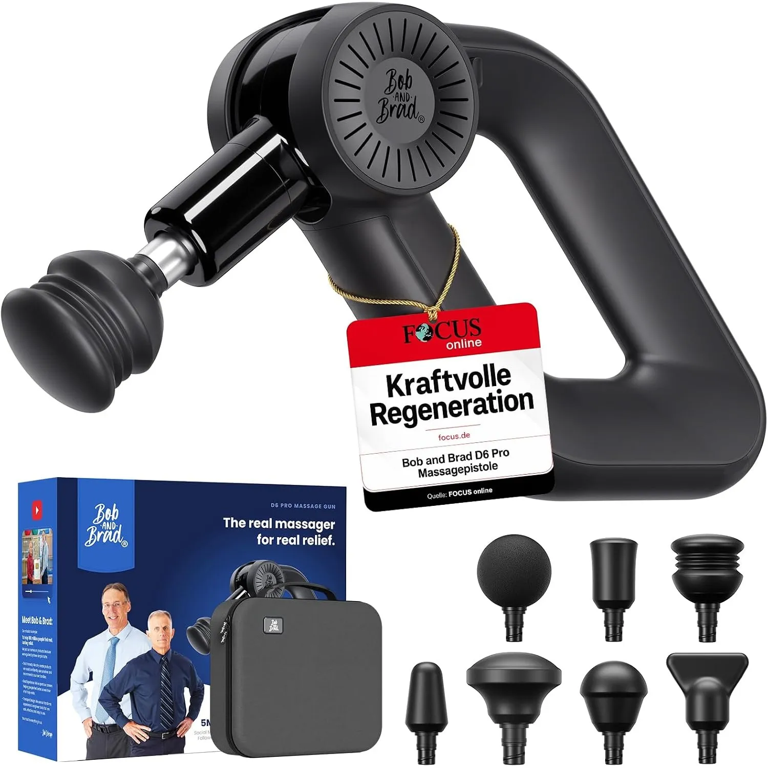 BOB AND BRAD D6 Pro Massagepistole mit 16mm Amplitude und OLED-Bildschirm