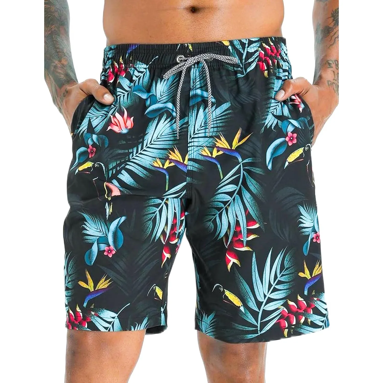 APTRO Herren Badehose Lang Badeshorts Schnelltrocknend Boardshorts Freizeit Short mit Innenslip