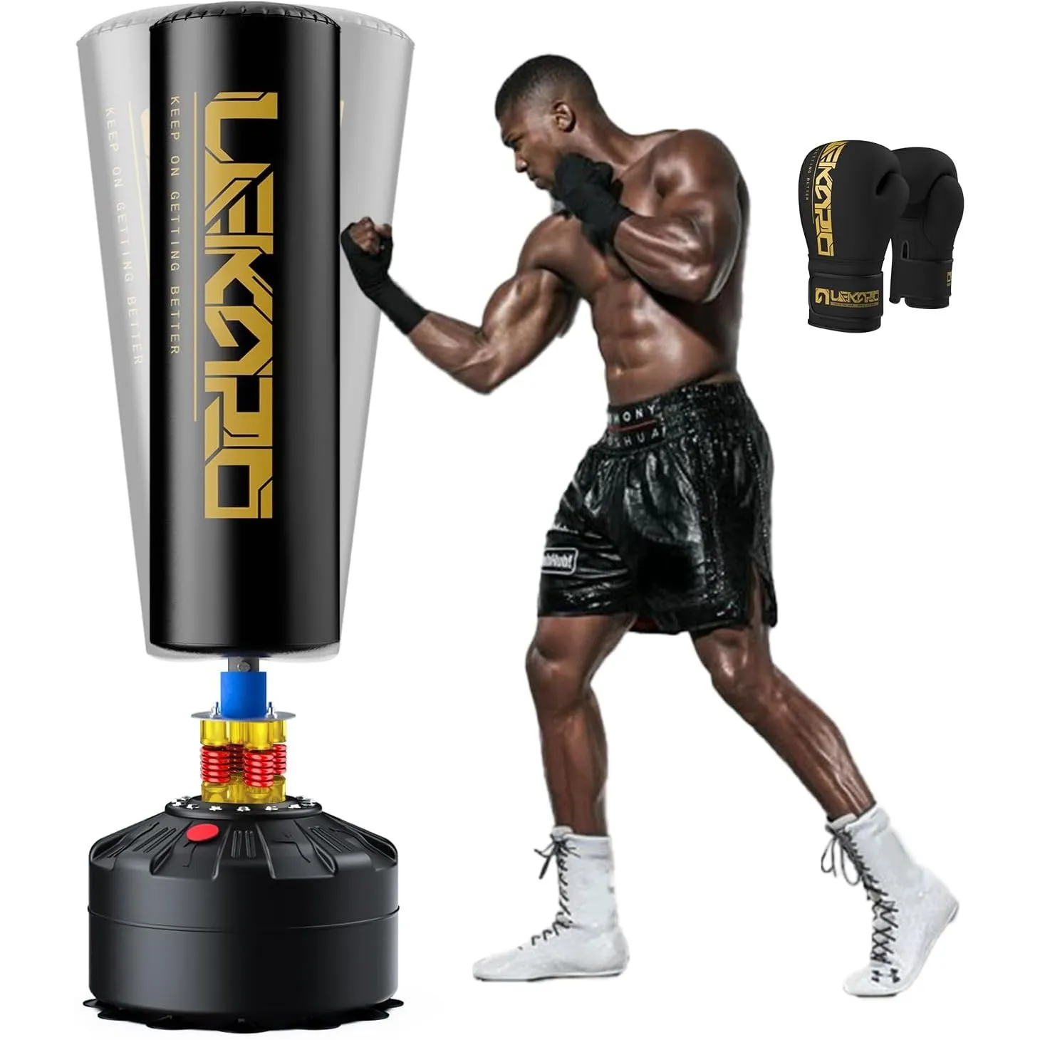 LEKÄRO Freistehender Boxsack mit Boxhandschuhe Kickboxsack Schwerer Erwachsenen Standboxsack mit Saugfuß Muay Thai MMA …