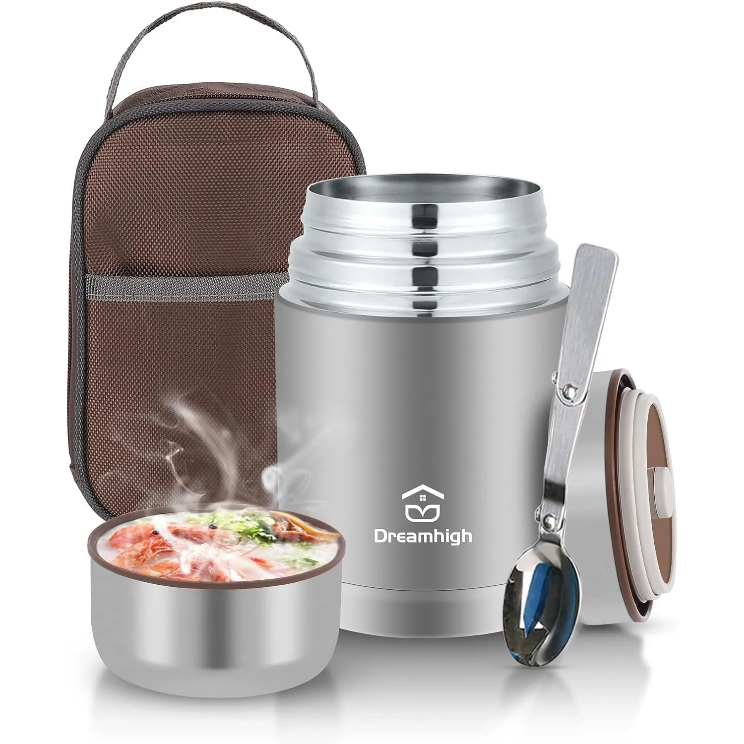Dreamhigh® Thermobehälter für Lebensmittel, 800 ml, mit Lunchtasche, Thermobehälter mit Löffel, Thermobehälter für Lebe…