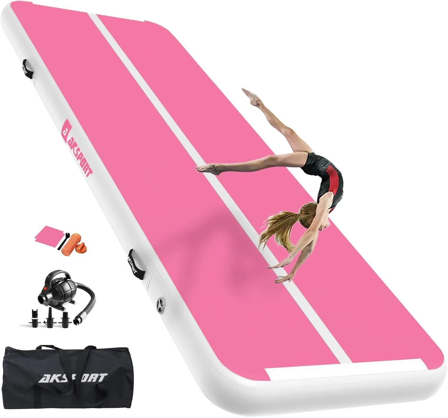 AKSPORT Air Matte Track Tumbling Matte,3/4/5/6m Aufblasbar Gymnastikmatte Turnmatte Tumbling Matten 10/20cm hoch mit Lu…