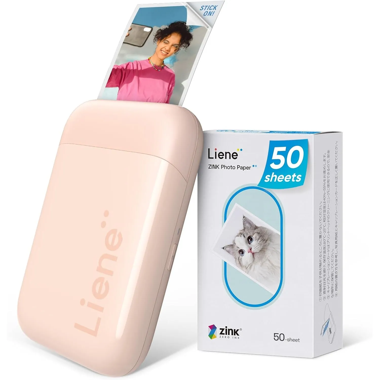 Liene Pearl K100 2x3 Tragbarer Fotodrucker mit 50 Blatt Zink Selbstklebendes Fotopapier, Bluetooth 5.0, Kleiner, für iO…