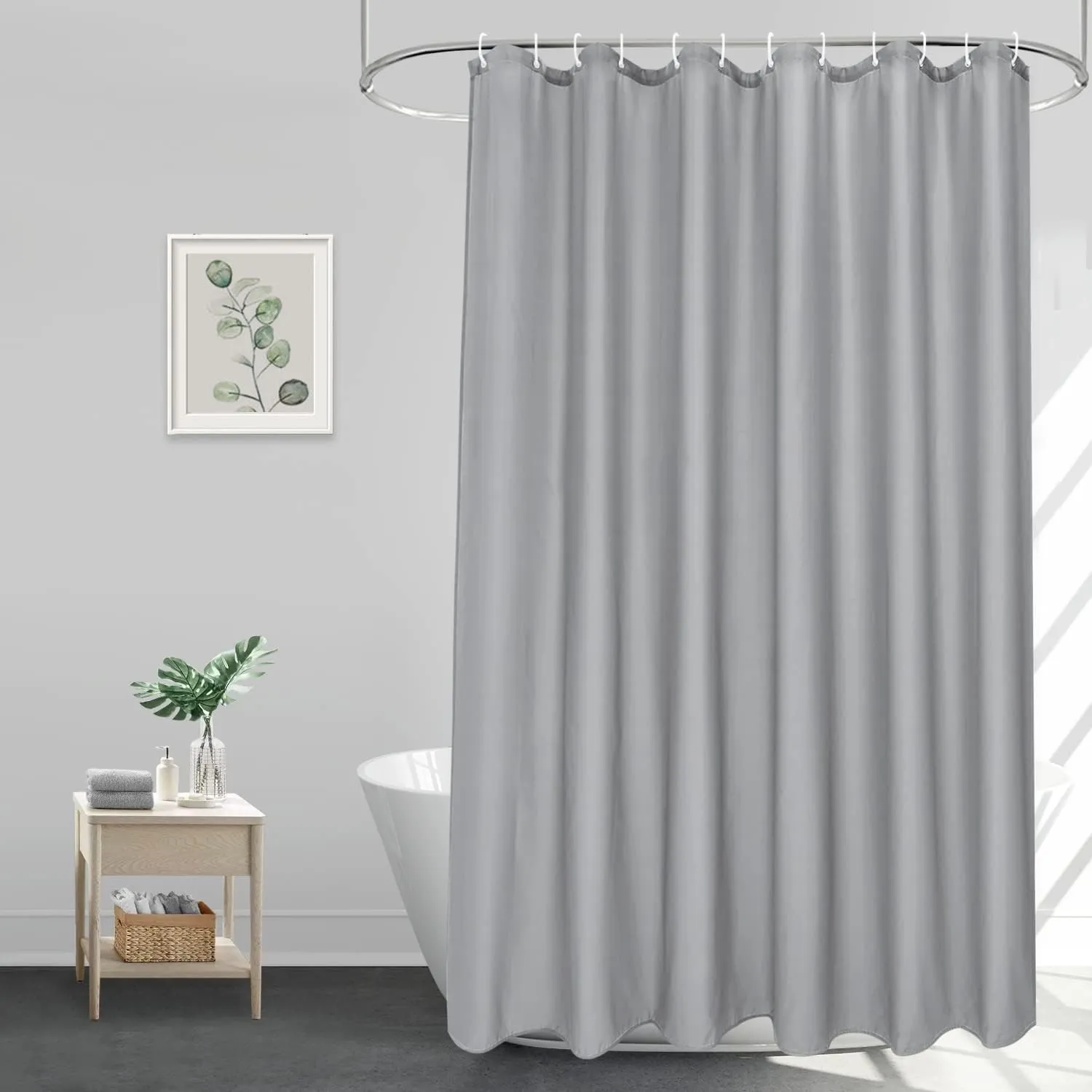 EurCross Duschvorhang Grau 180x200 Textil Badewanne Vorhang für Badezimmer, Badevorhang aus Stoff, Wasserdicht Waschbar…
