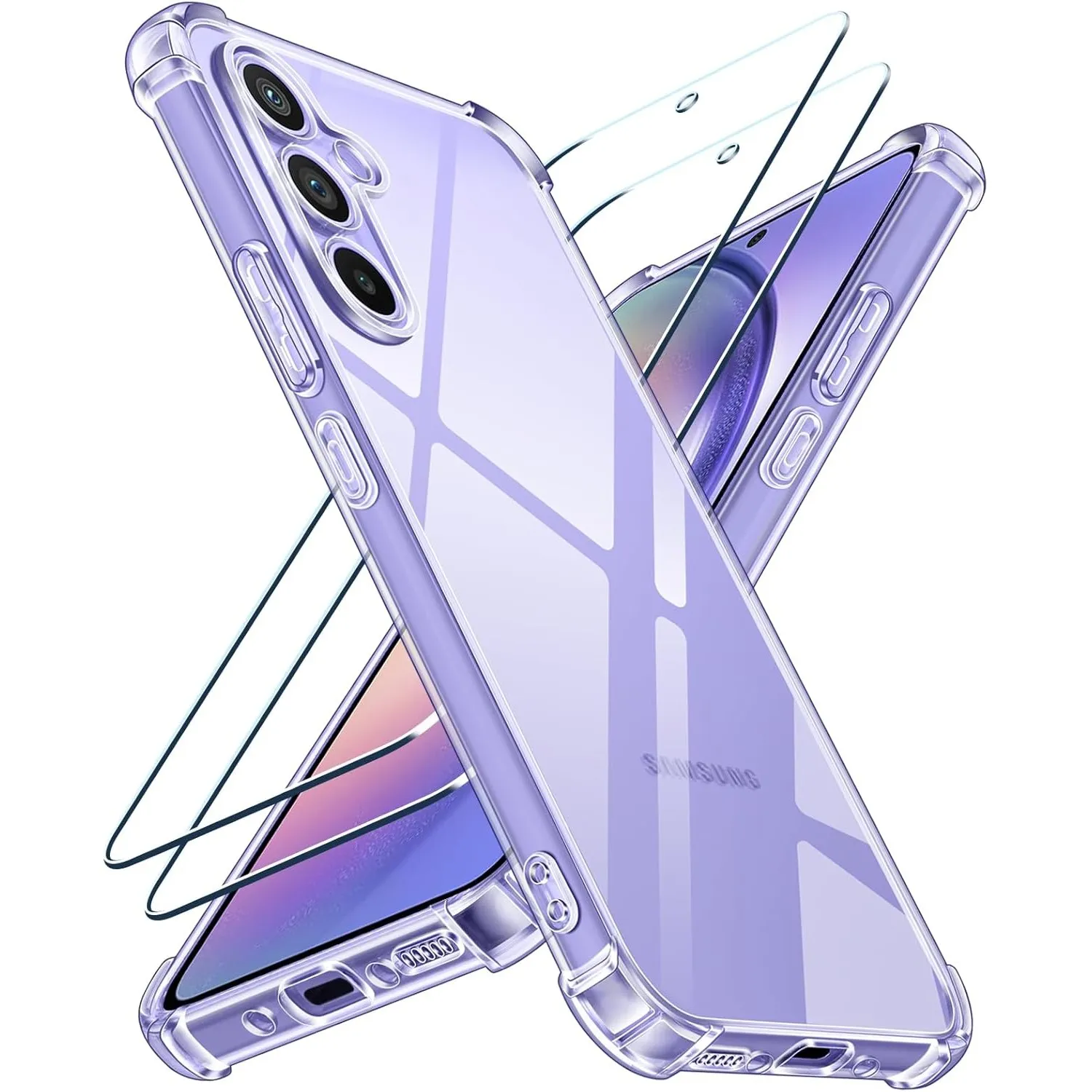 ivoler Klar Hülle für Samsung Galaxy A54 5G mit 3 Stück Panzer Schutz Glas, Dünne Weiche TPU Silikon Transparent Stoßfe…