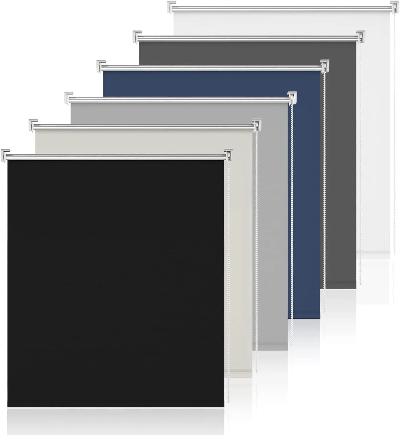 Blackout Roller Blind, No Drilling, Clamp-On Roller Blinds for Windows, Black, 90 x 120 cm (W x H), Fabric Width 85 cm,…