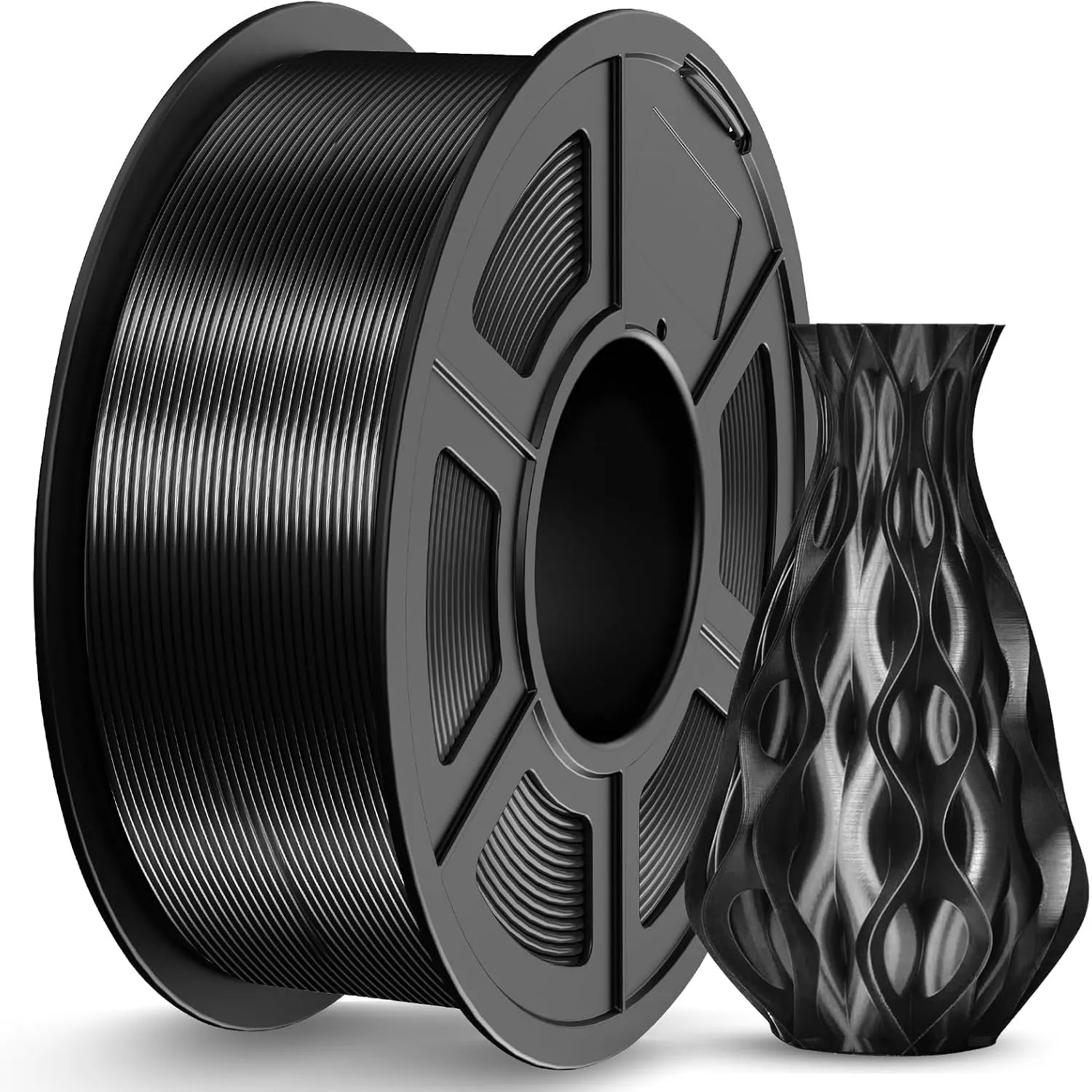 JAYO PLA Silk Filament 1.75mm 1.1KG Schwarz, Shiny PLA 3D Filament | Edler Seidenglanz, Steuerbarer Glanz, Bruchfest, E…