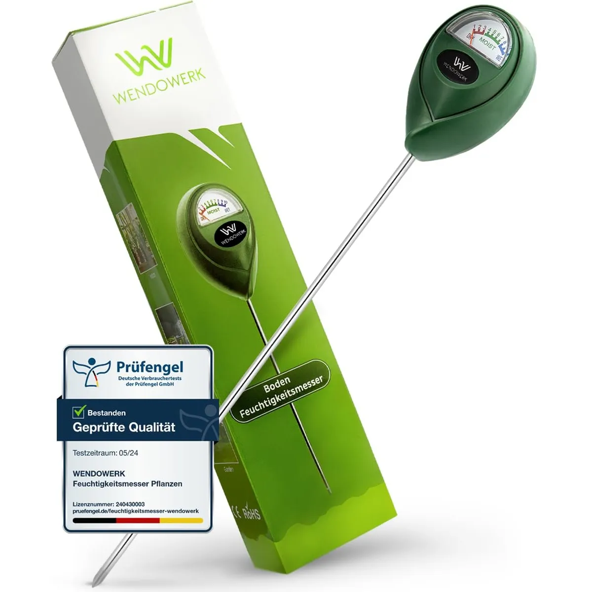 WENDOWERK® Extra Langer Boden Feuchtigkeitsmesser für Pflanzen 40CM [Grün] - Ohne Batterien - Verbessertes Feuchtigkeit…