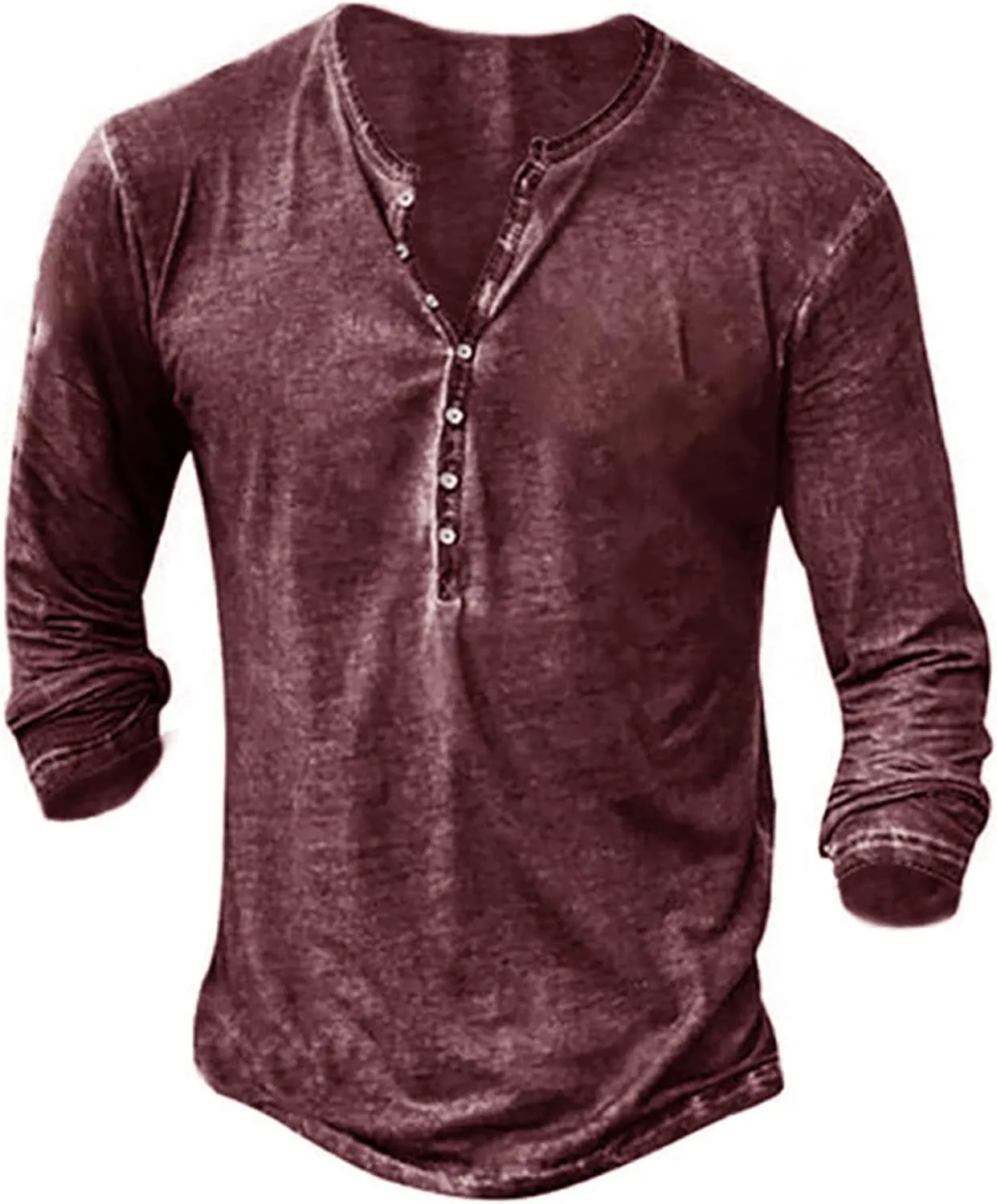 Beotyshow Hemd Herren Langarm Henley Shirt Männer Freizeithemd Vintage Casual Leicht Baumwolle Slim Fit T-Shirt