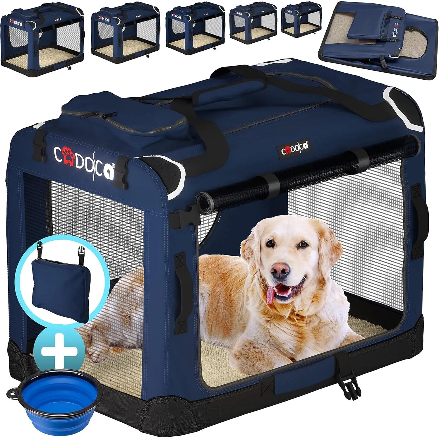 CADOCA® Hundebox Hundetransportbox faltbar robust M 60x42x44cm atmungsaktiv Transporttasche Haustiertransportbox Hundet…