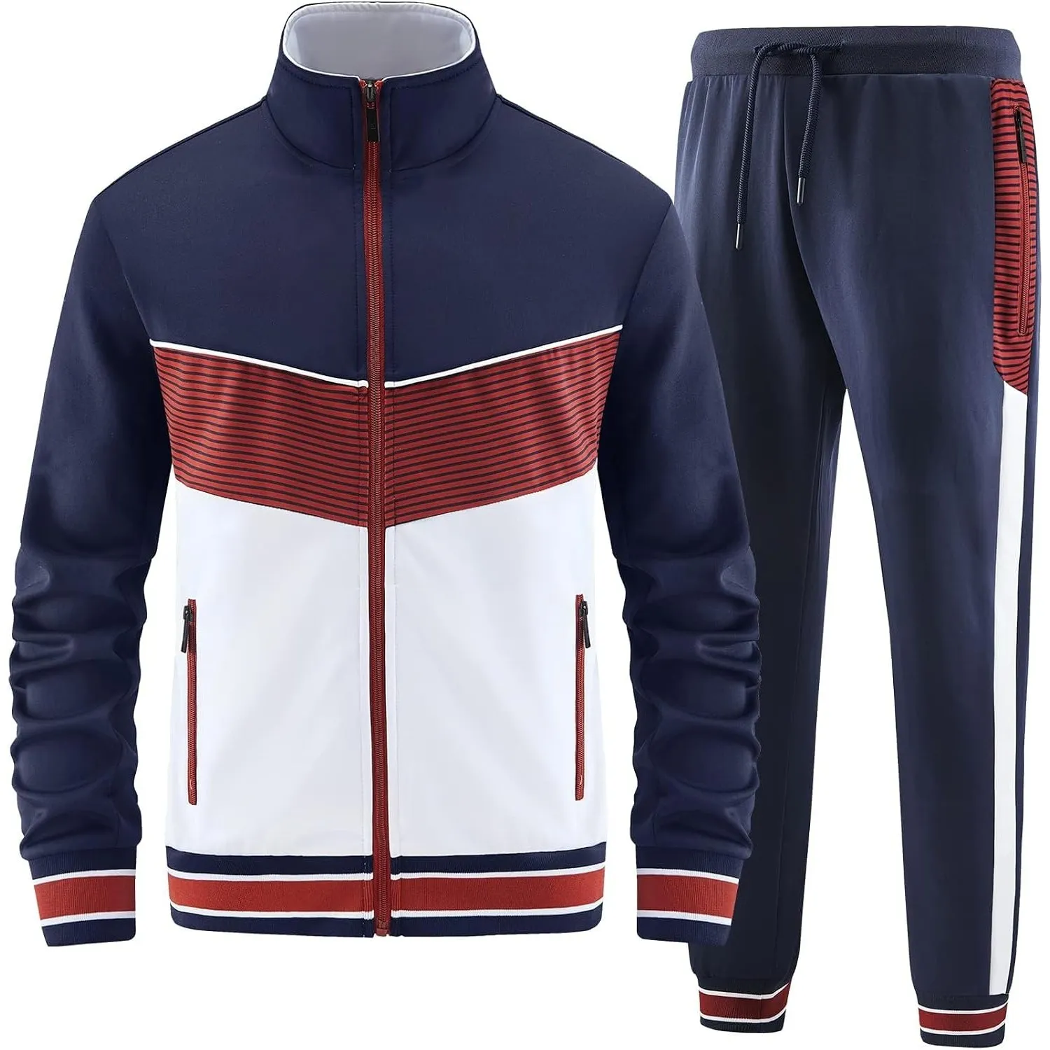 ANOTWENER Herren Trainingsanzug Jogginganzug Set Sportanzug mit Jacke Hose