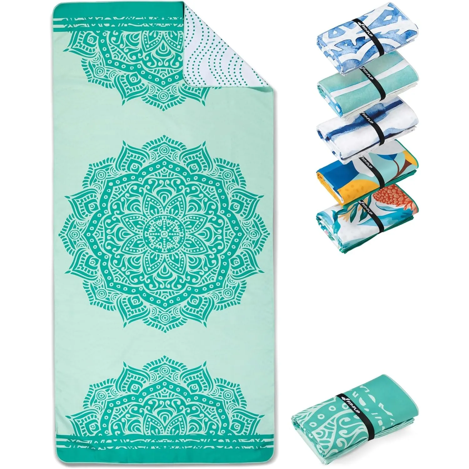 Fit-Flip Strandtuch XXL Mikrofaser leicht und schnelltrocknend | Mandala 200x90cm, Strandhandtuch, 100% recycelt, Badet…
