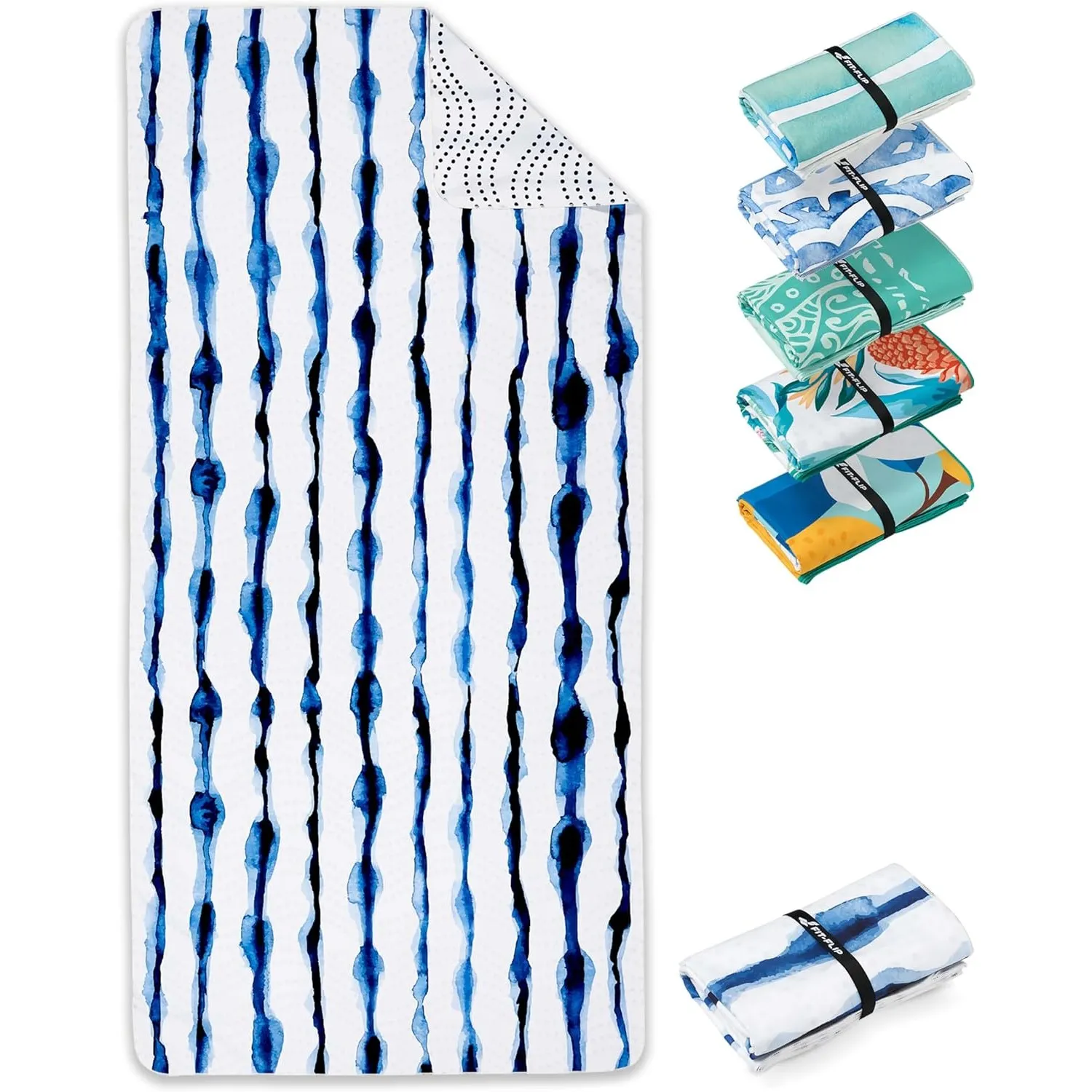Fit-Flip Strandtuch XXL Mikrofaser leicht und schnelltrocknend | Batik Stripes 200x90cm, Strandhandtuch, 100% recycelt,…