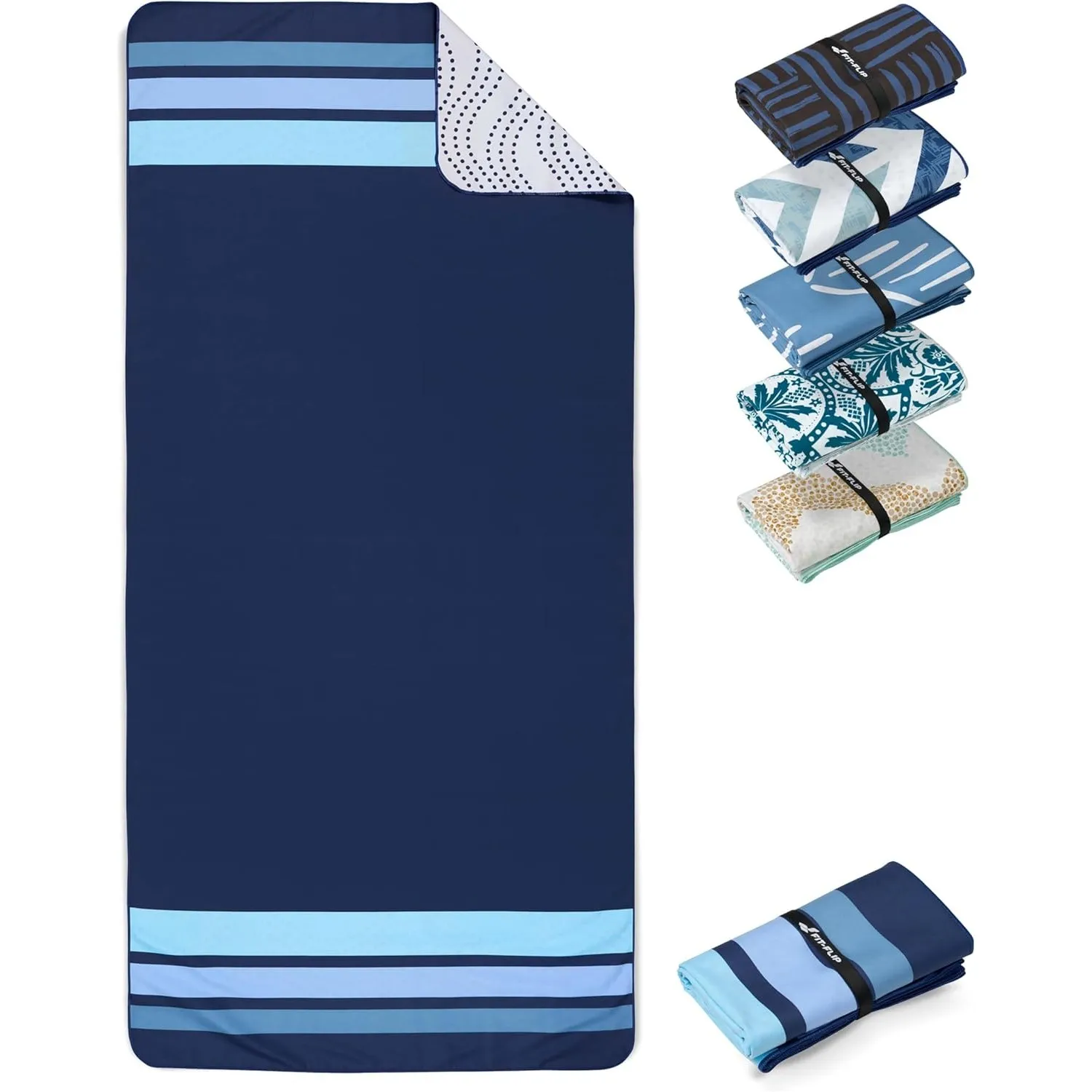 Fit-Flip Strandtuch XXL Mikrofaser leicht und schnelltrocknend | Clean Stripes 160x90cm, Strandhandtuch, 100% recycelt,…