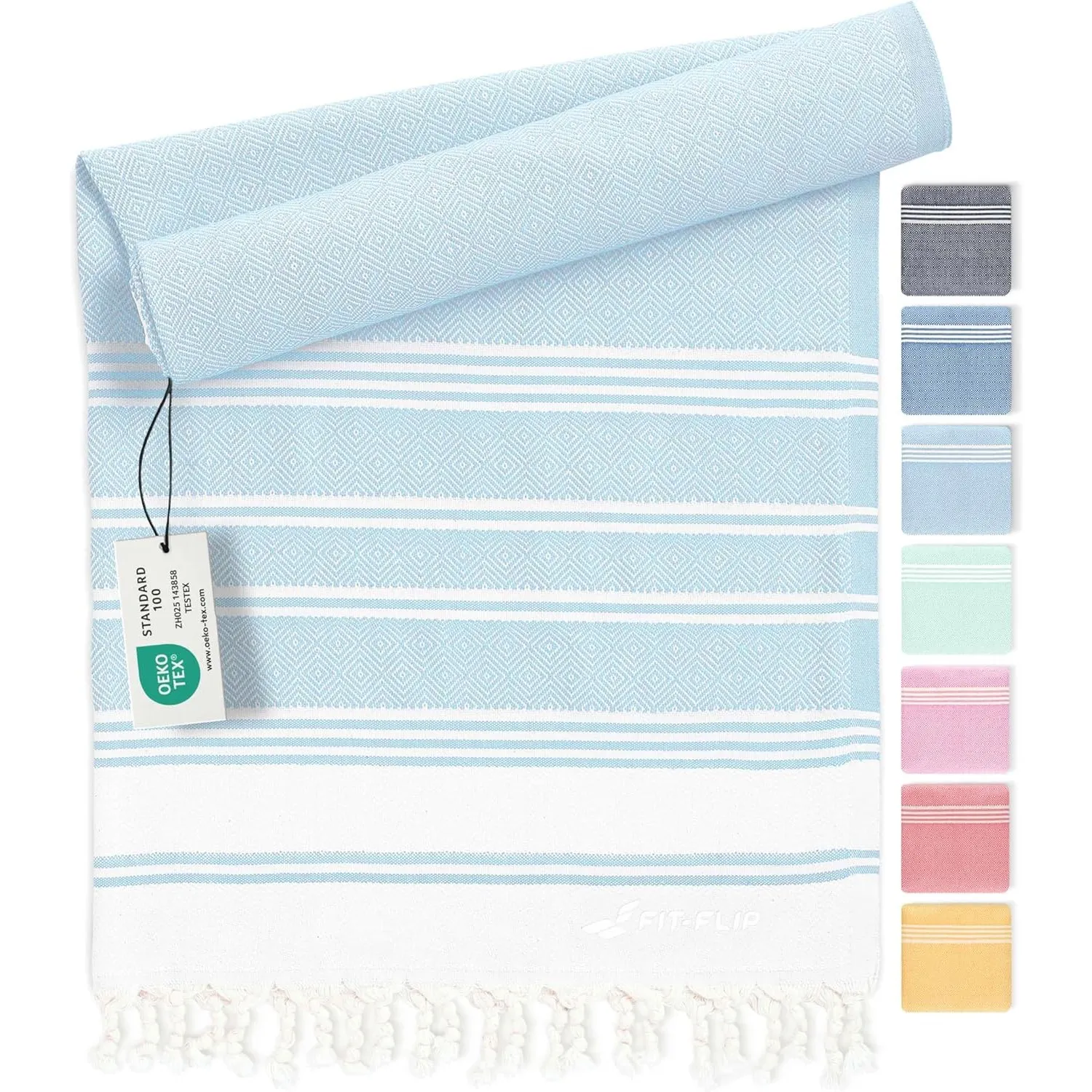 Fit-Flip Hamamtuch aus 100% Baumwolle – saugfähig und schnelltrocknend – türkisches Saunatuch, Strandtuch, Duschtuch, B…