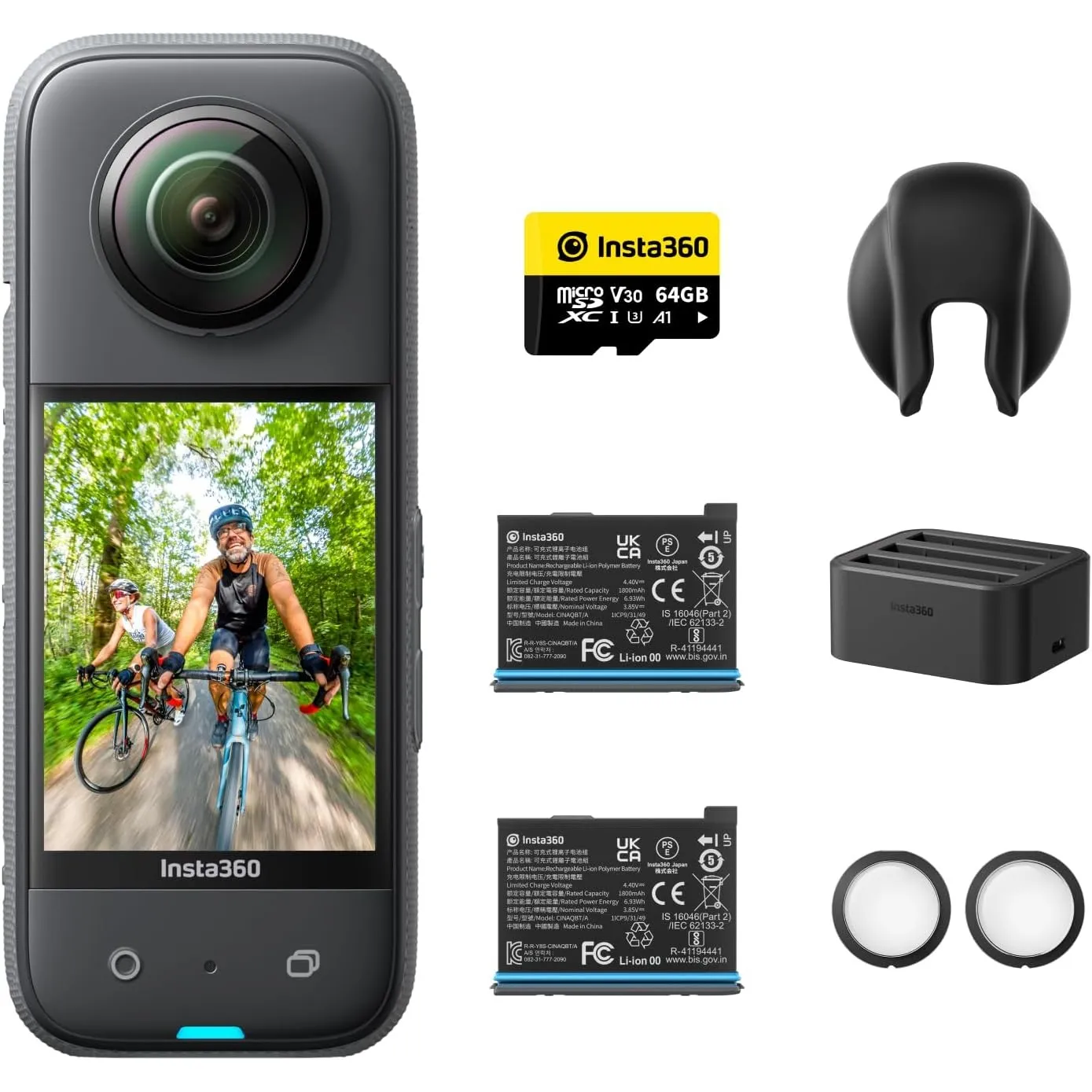 Insta360 X3 Ausdauer-Bundle - wasserdichte 360°-Actionkamera mit 1/2"-Sensor, 5,7K 360°, 72MP 360°-Fotos, Stabilisierun…
