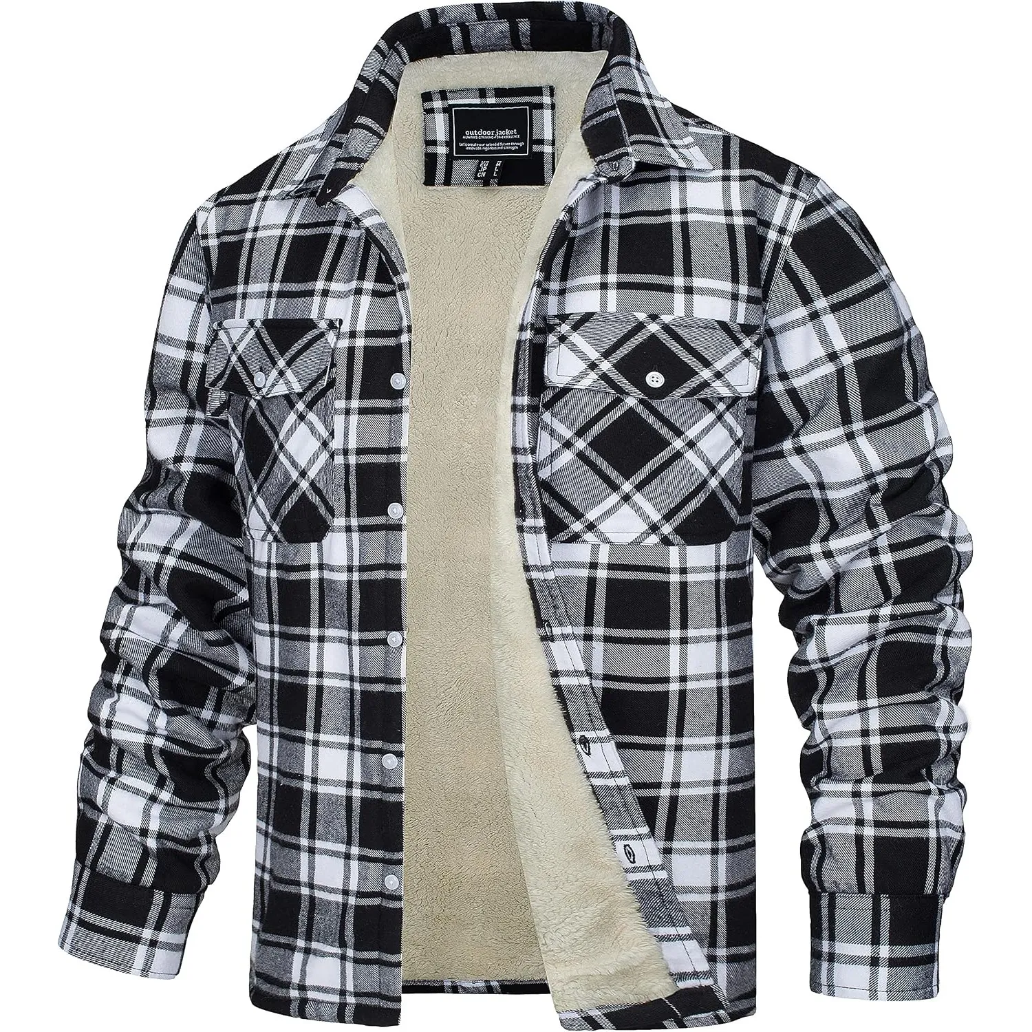 TACVASEN Herren Fleece Thermohemd Warm Flanellhemd Holzfällerhemd Winter Innenfleece Jacke