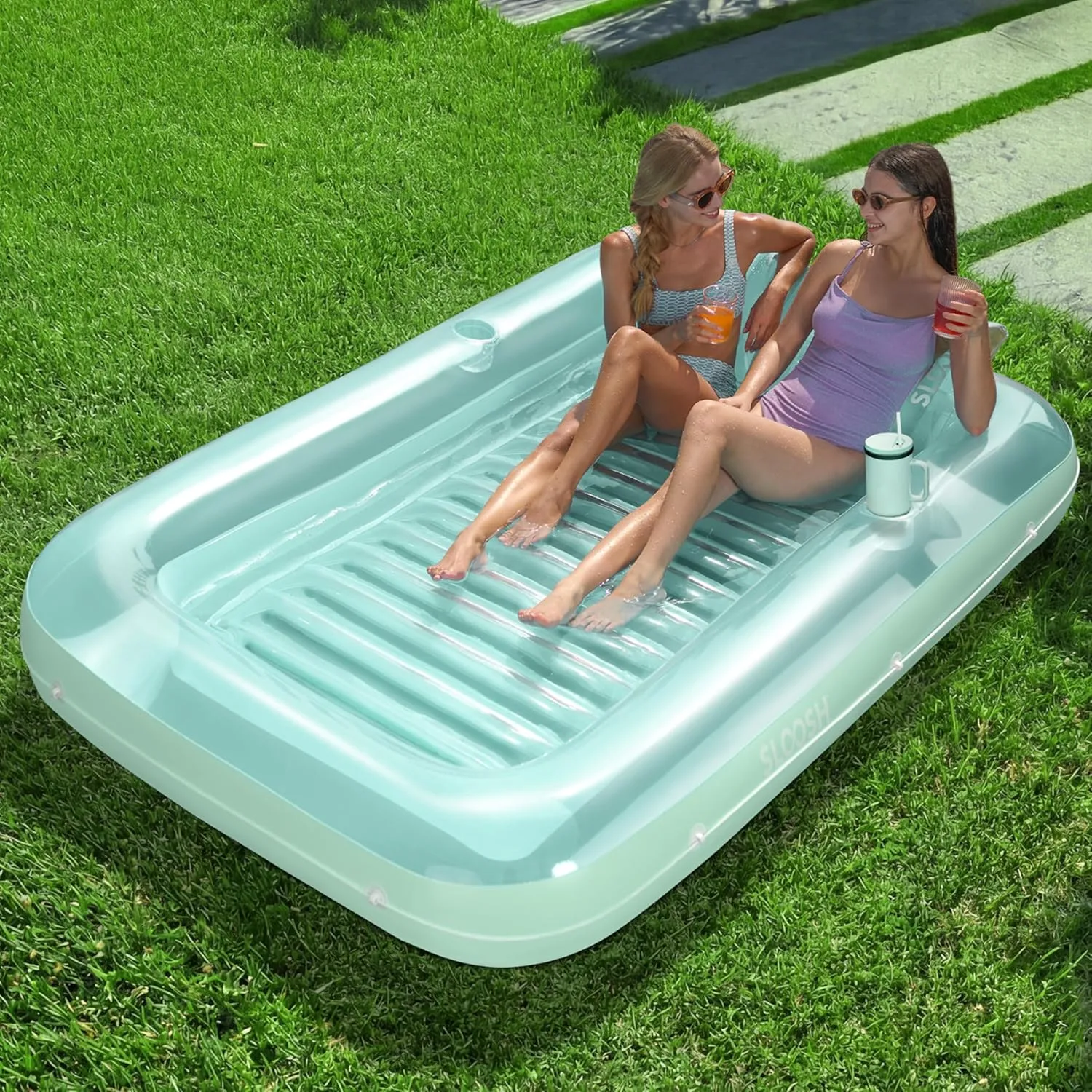 Sloosh Inflatable Sun Pool, Air Mattress Pool, Sunbath with Removable Cushion, Personal Air Mattress Water for Adults, …